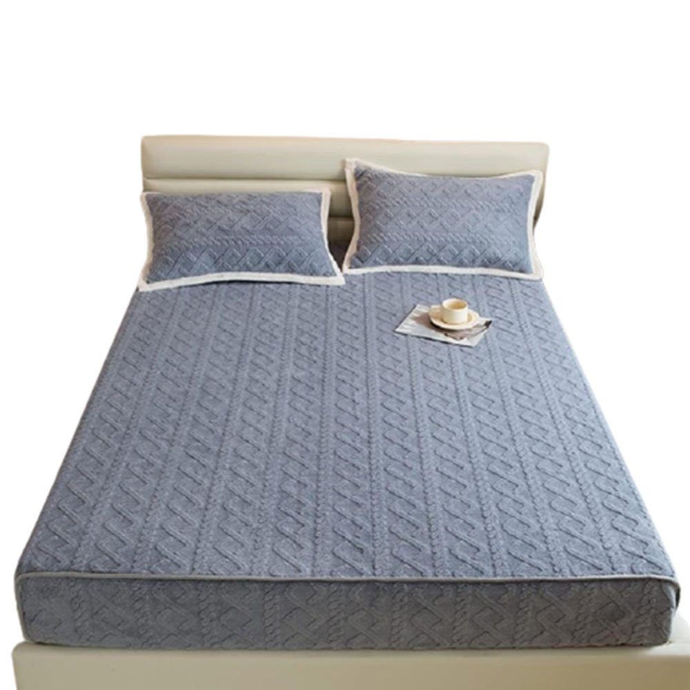 Matratze, Decken, Spannbetttuch, Spannbettlaken Flauschig Warme Jacquard Muster grau 180cmx200cm, FELIXLEO
