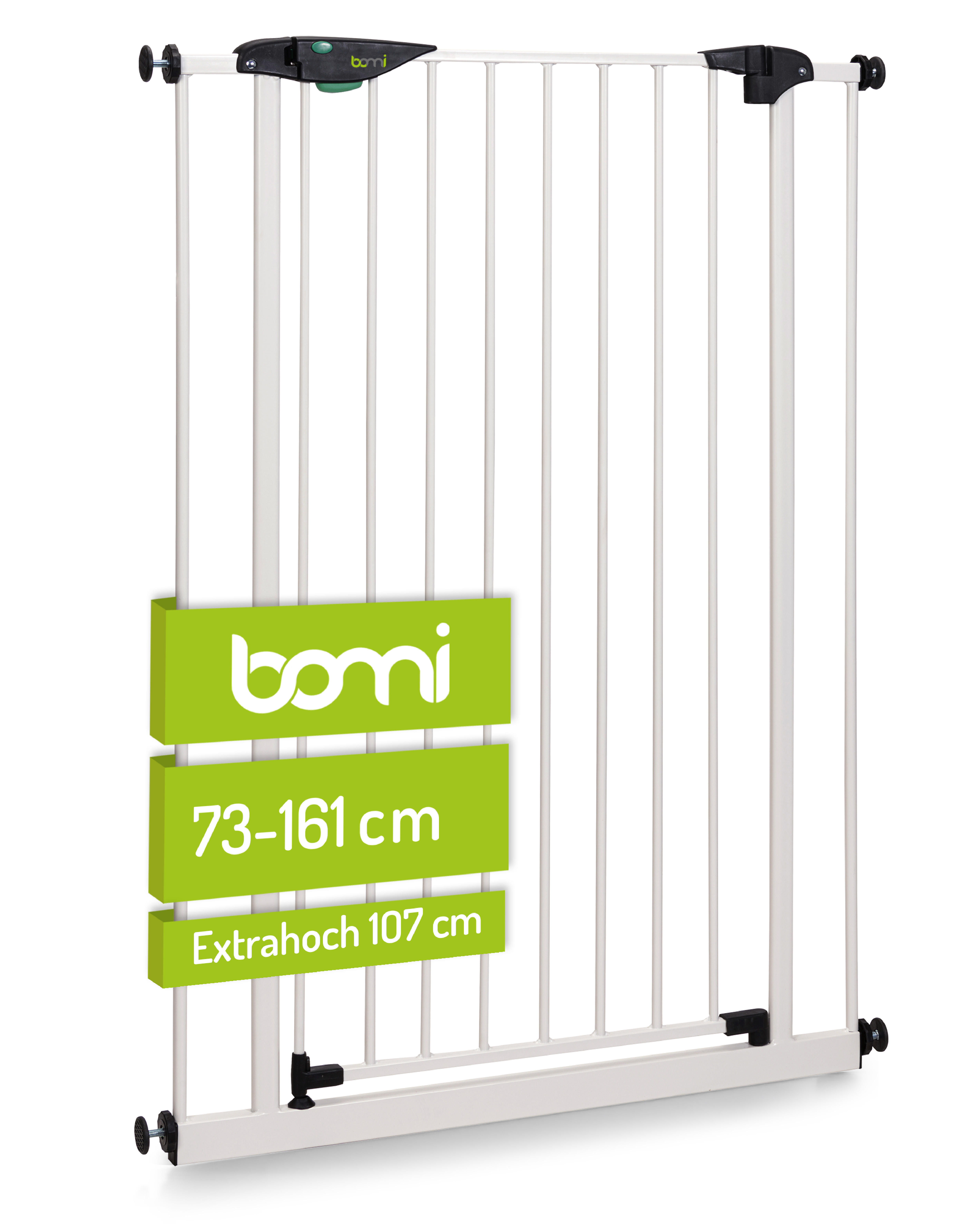 bomi Türschutzgitter & Hundeklappen bomi Türschutzgitter Extrahoch 107 cm - Mira 73-81 cm in Weiß für Hunde & Katzen
