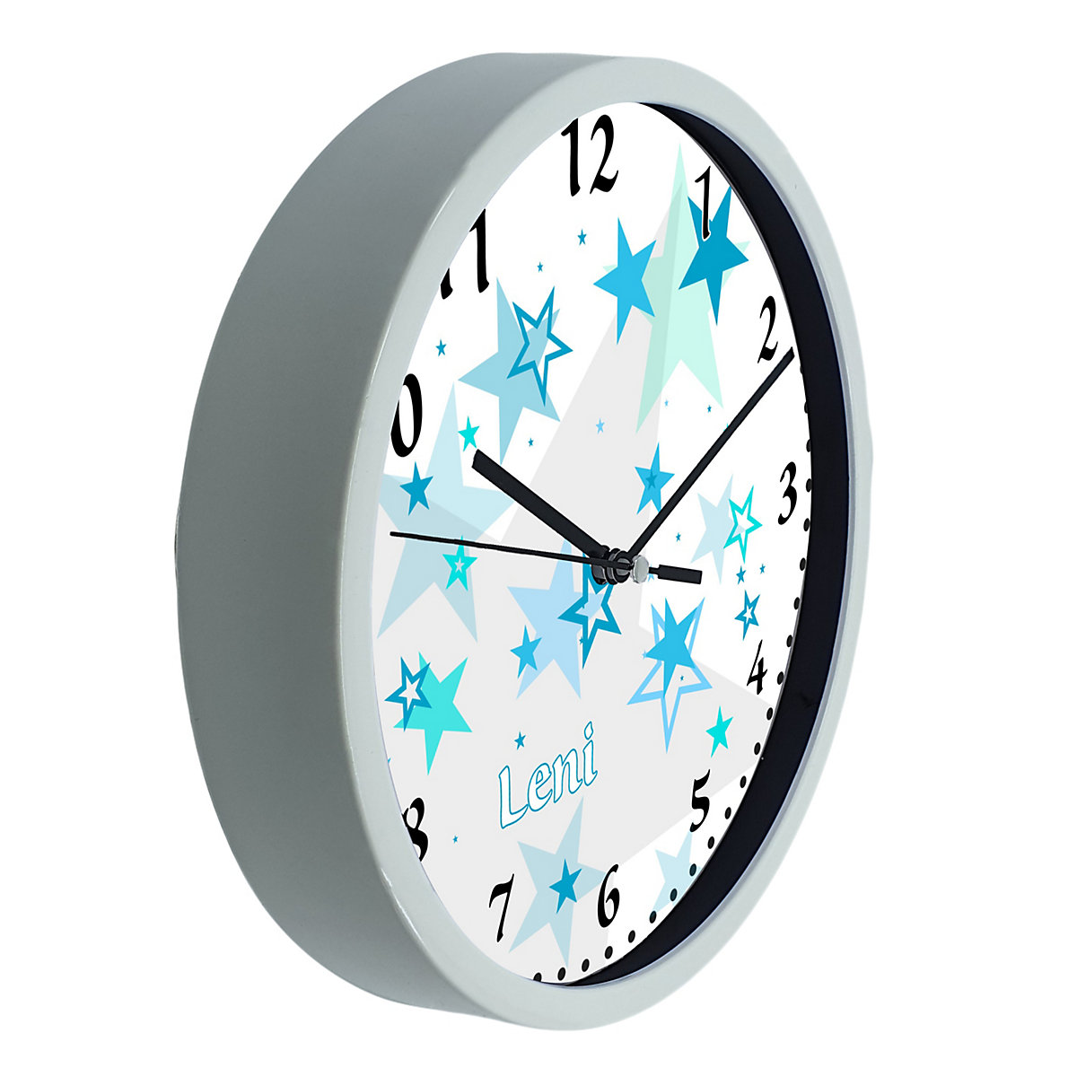 Kinder Wanduhr personalisiert mit Name Sternenhimmel Türkis