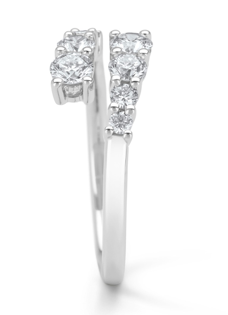 Inel cu vârf de diamant din aur alb, diamant de 0,72 ct, verighetă