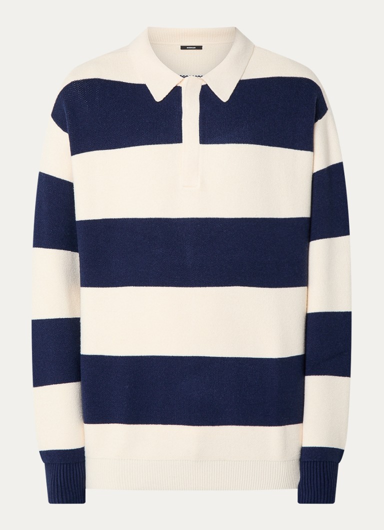 Denham Como fine-knit polo with stripe print