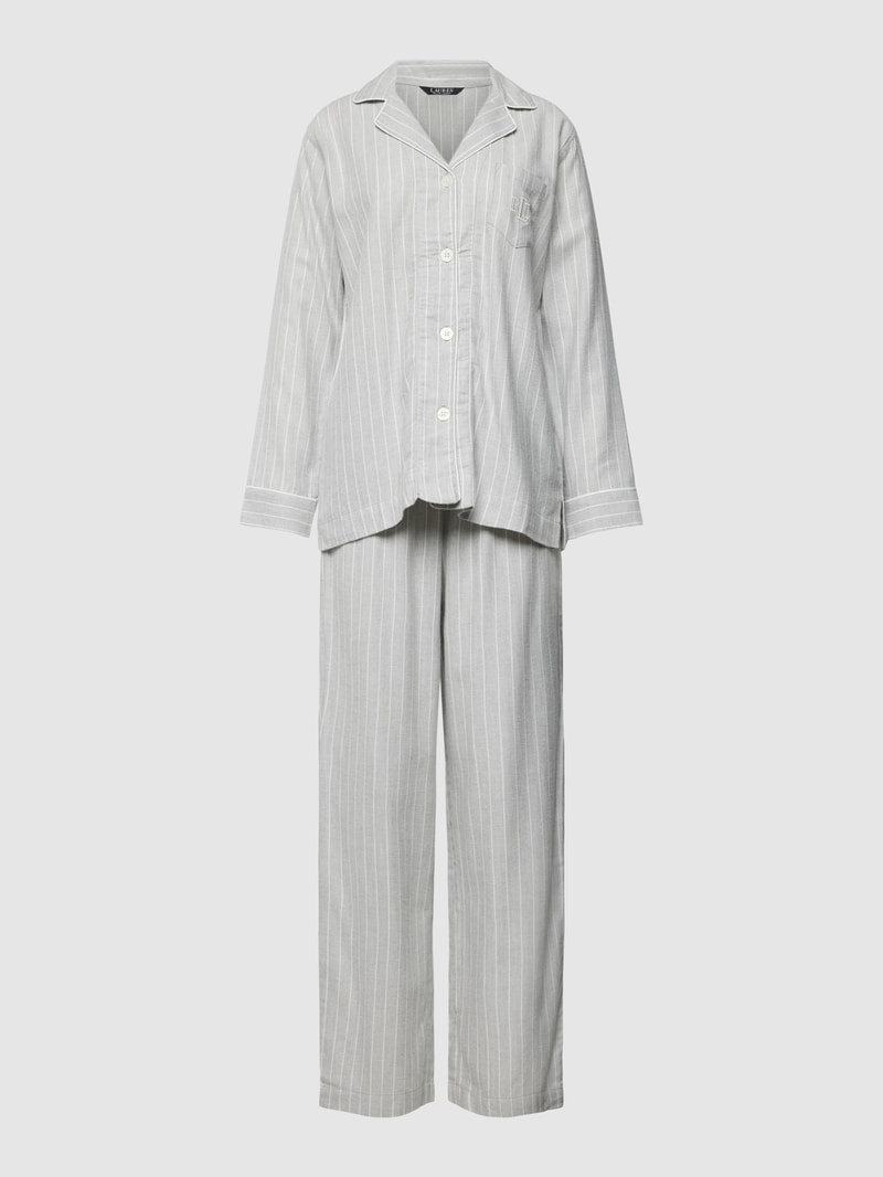 Pyjama mit Streifenmuster in hellgrau