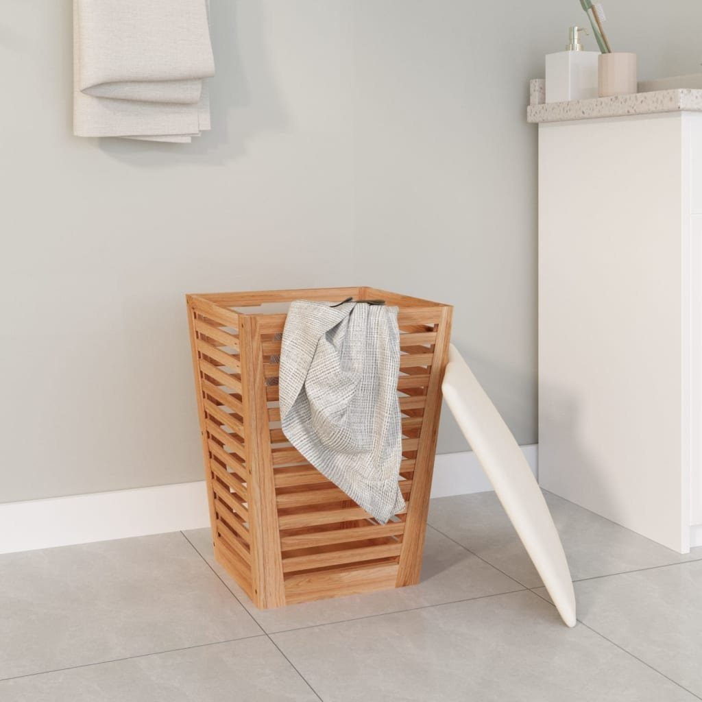 vidaXL Wäschekorb Badhocker 40,5x40,5x56 cm Massivholz Nussbaum