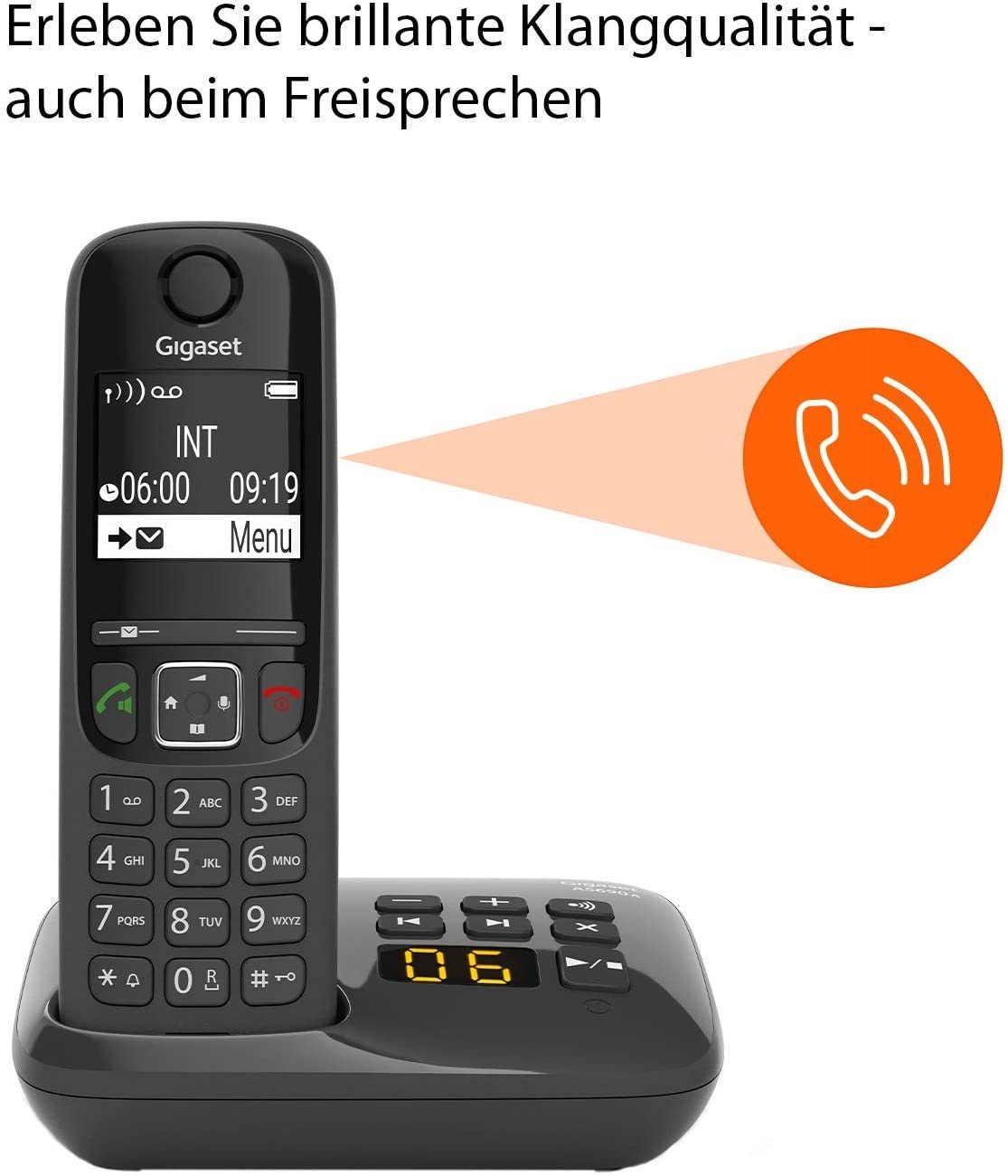 Gigaset Gigaset AS690A Trio - 3 Schnurlose Telefone mit Anrufbeantworter Schnurloses DECT-Telefon (Mobilteile: 3, Freisprechen & Anrufschutz & einstellbare Klangprofile)