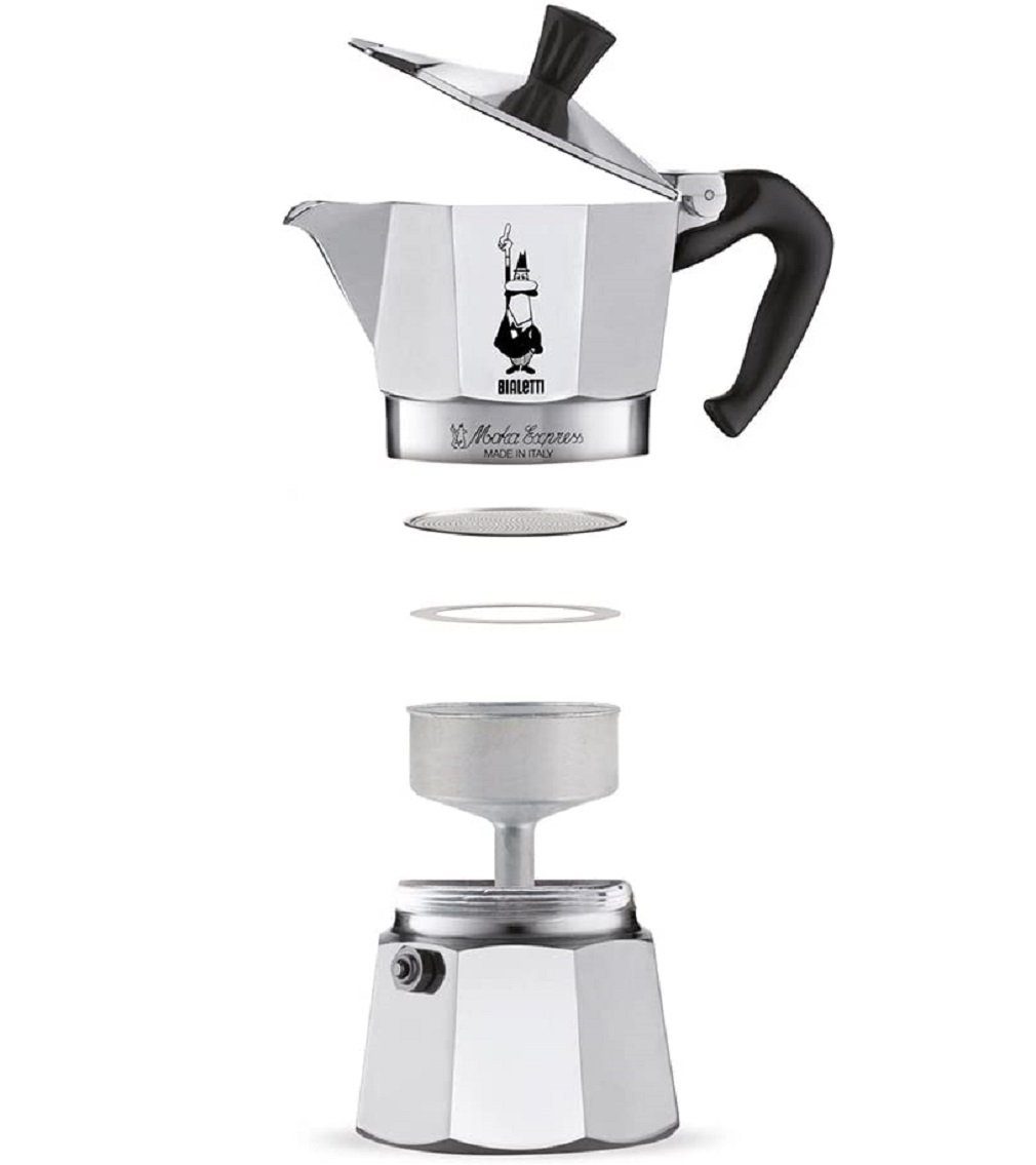 BIALETTI Espressokocher BIALETTI Espressokocher Moka Lovers I love coffee für 3 Tassen Silber