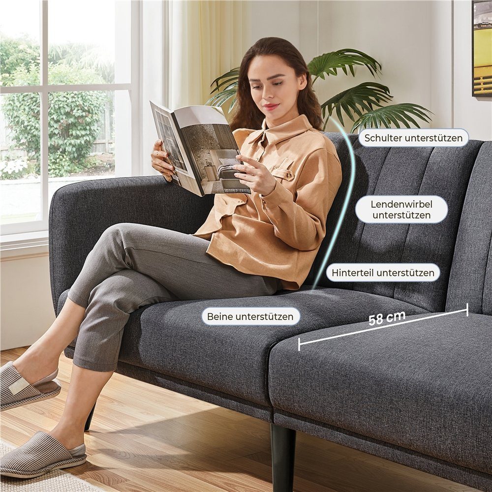 Yaheetech Schlafsofa, Klappsofa mit Schlaffunktion 3-Sitzer Sofa fürs Wohnzimmer