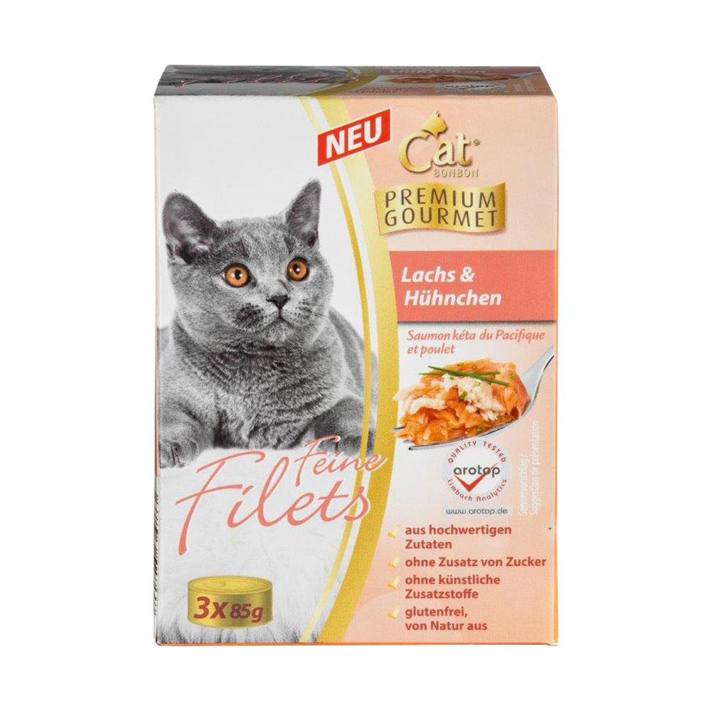 CAT BONBON Feine Filets, Lachs & Hühnchen, 3 x 85 gr. - 6er Set