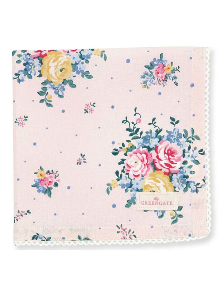 Greengate Stoffserviette mit Spitze LAURA PALE PINK Rosa mit Blumen günstig kaufen onesize