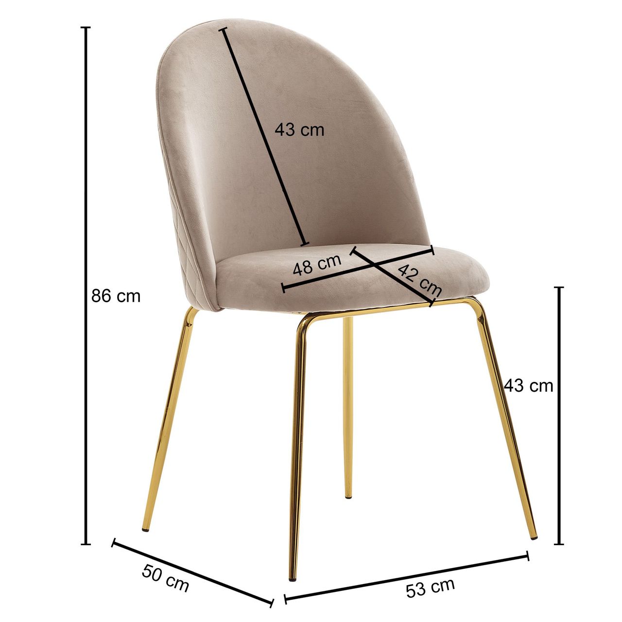 Wohnling Esszimmerstuhl 2er Set Beige Samt