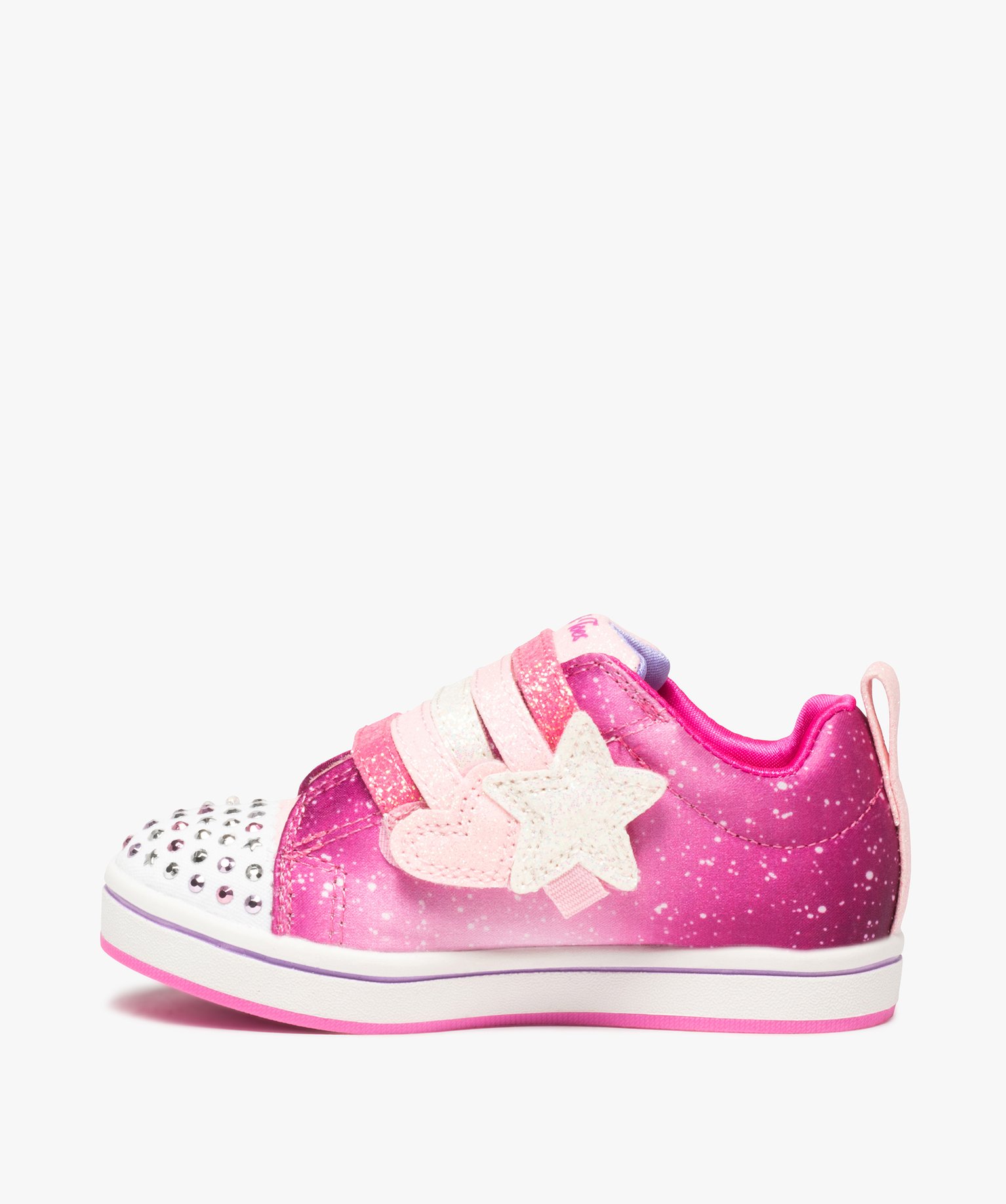 Bakets fille pailletées et lumineuses à scratch - Skechers rose | GEMO