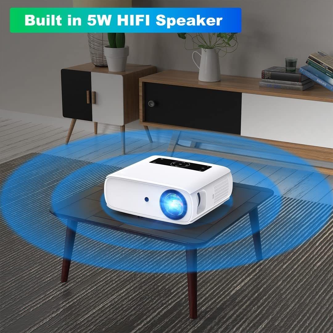 HOPVISION Native 1080P 4K unterstützt Portabler Projektor (10000 lm, 12000: 1, 1920x1080 px, Maximal 350''Display langlebig, vielseitig vernetzbar mit SRS-Sound)