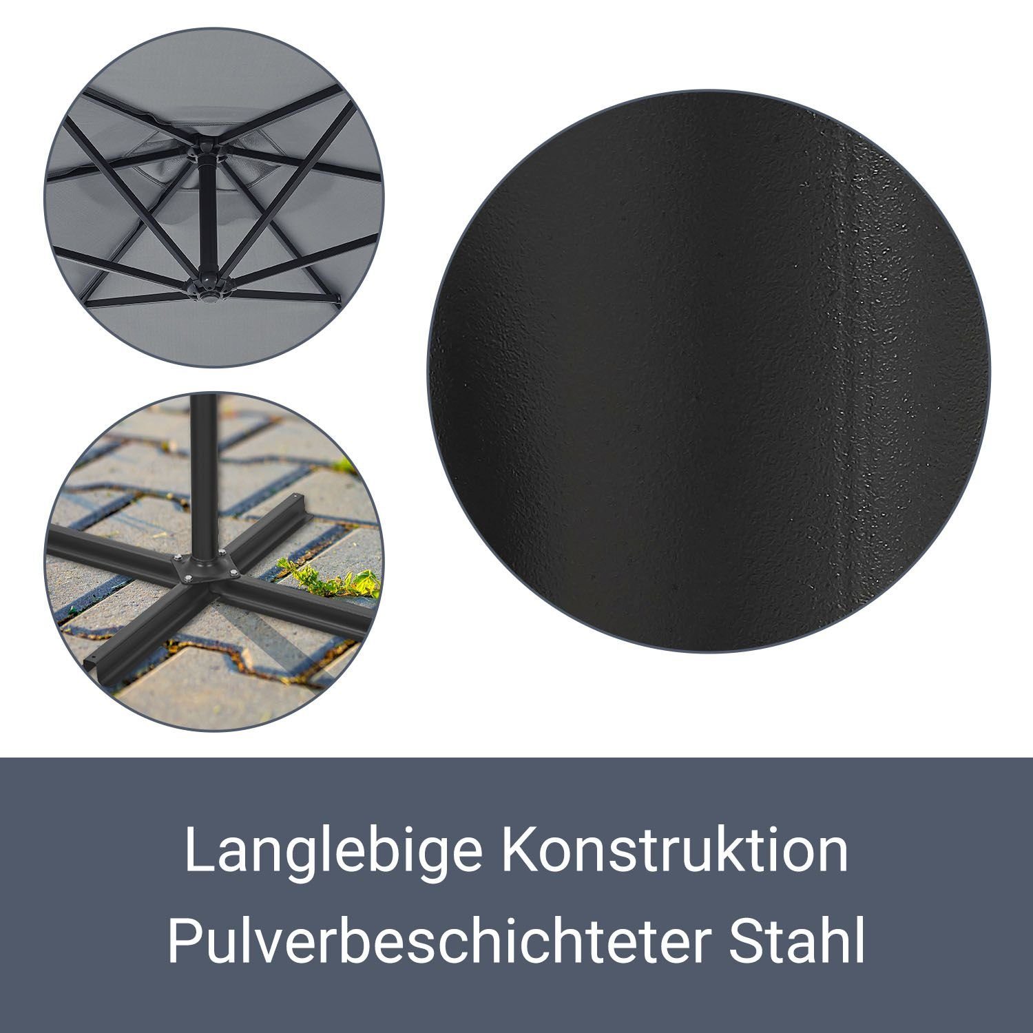 Juskys Ampelschirm Brazil, verstellbarer Neigungswinkel, wasserabweisend, bequeme Handkurbel