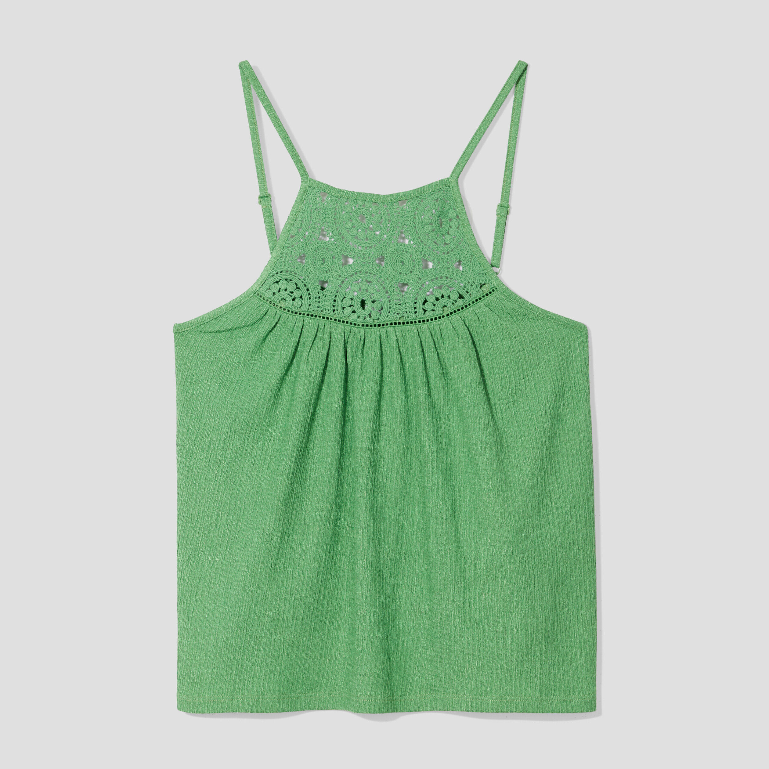 Débardeur col macramé vert femme | Cache Cache
