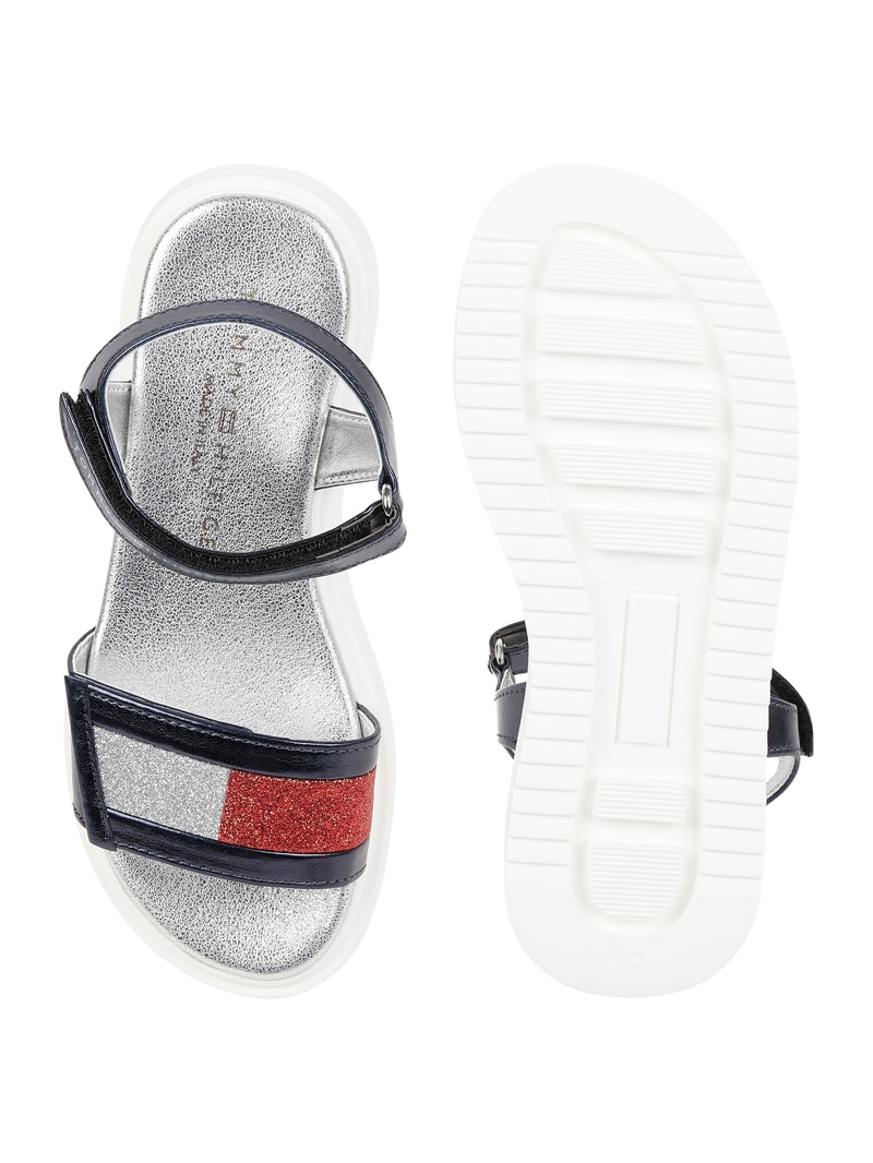 Sandalen mit Glitter-Effekt Modell 'Debora' in marineblau