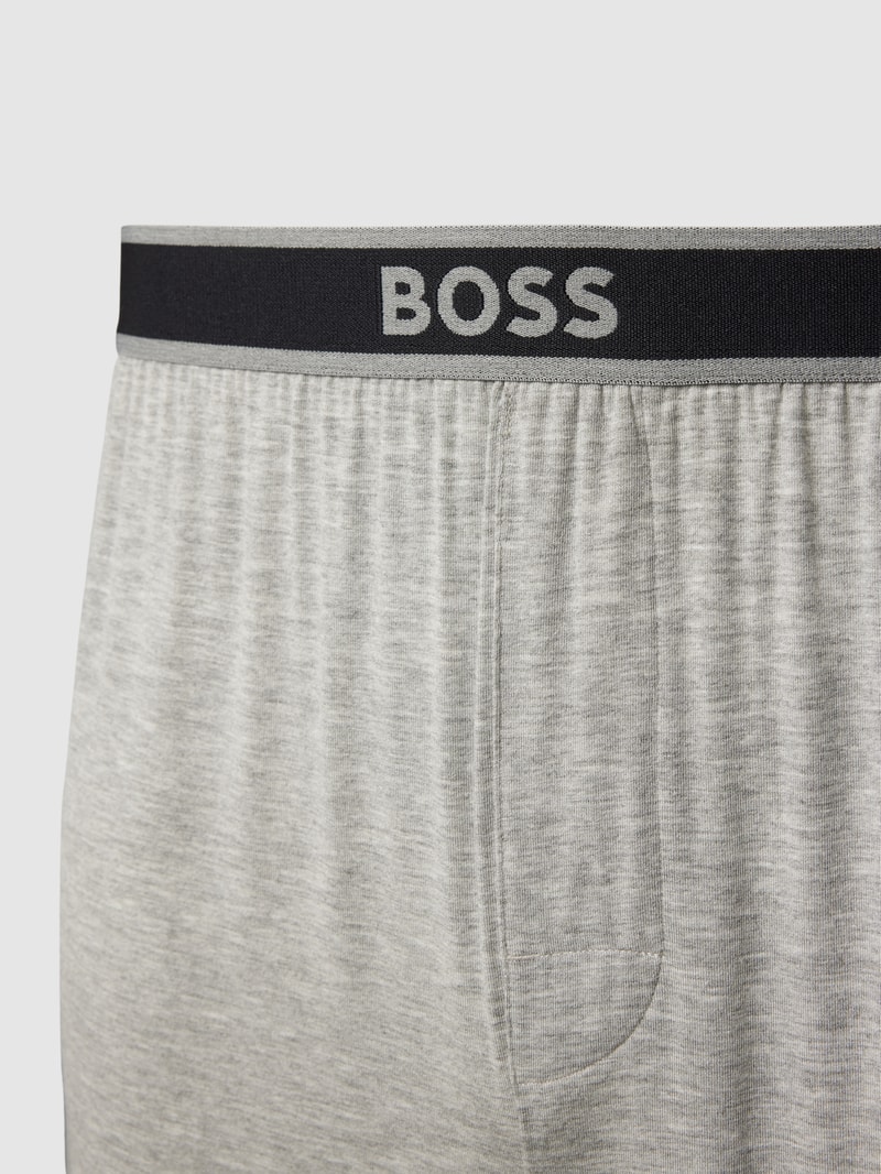 Pyjama-Hose mit elastischem Logo-Bund in mittelgrau meliert