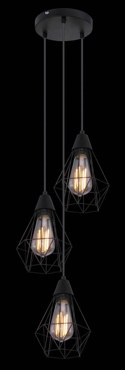 Globo Lighting - ISABELLA - Hängeleuchte Metall schwarz matt, 3x E27