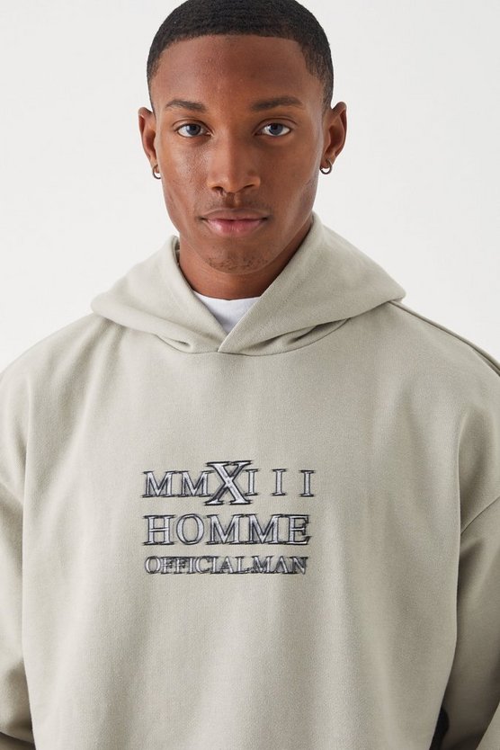 Oversize Hoodie mit Homme-Print