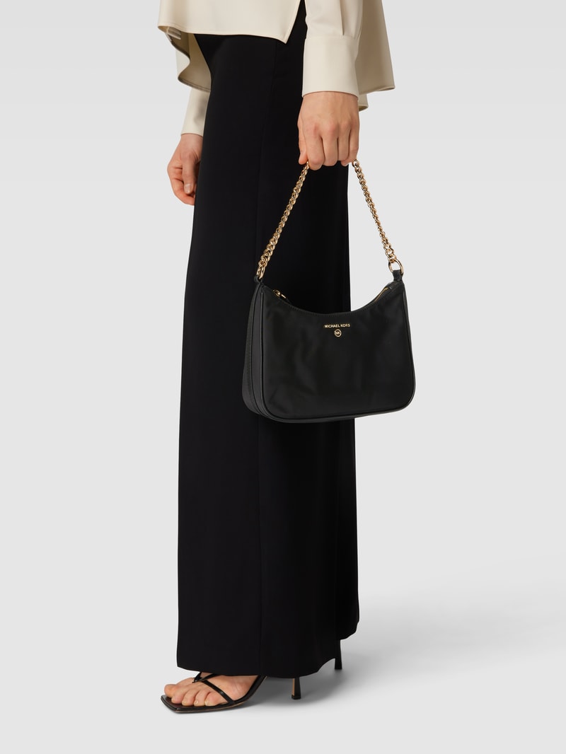 Handtasche mit Label-Applikation Modell 'POUCHETTE' in schwarz
