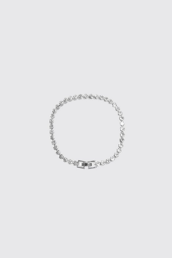Silbernes Armband mit rundem Strass-Anhänger