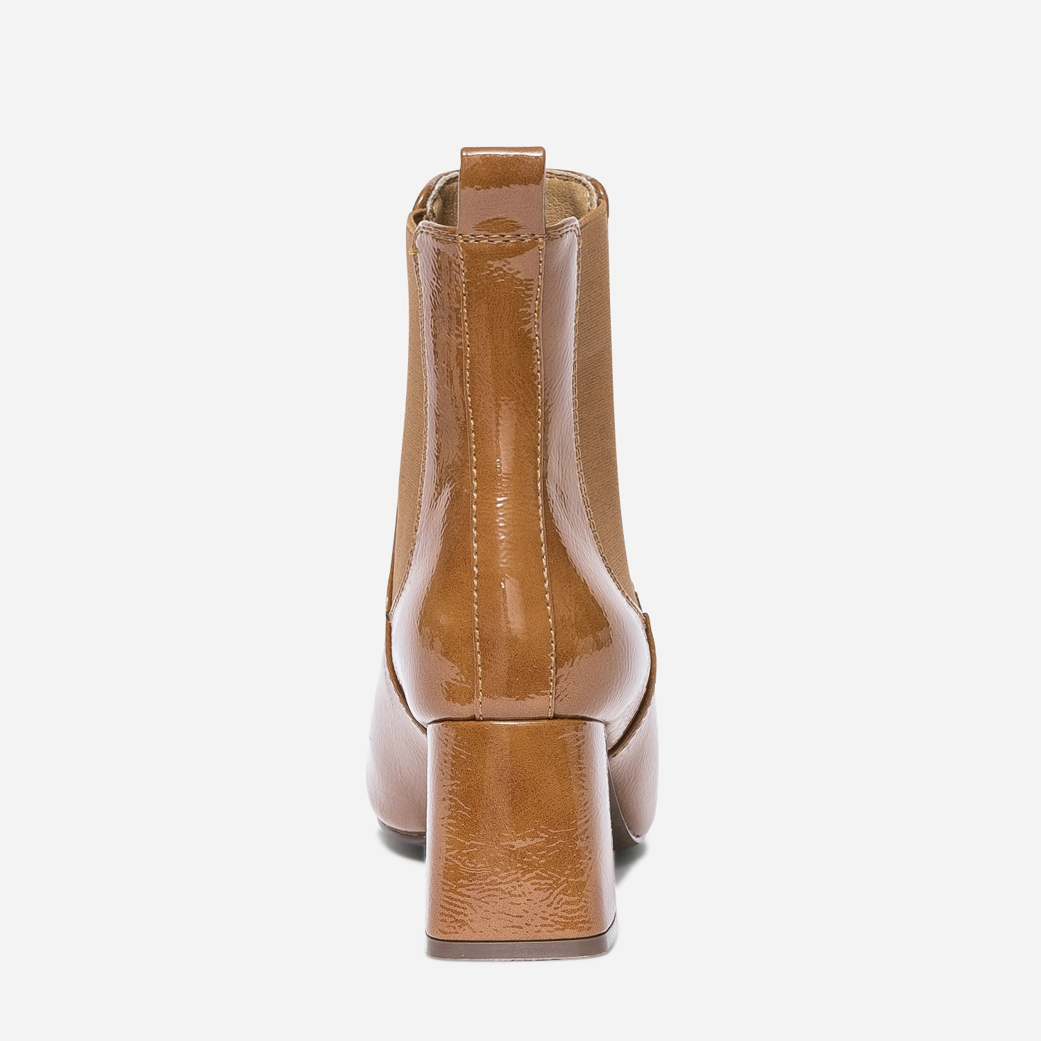 Chelsea boots cognac verni à talon