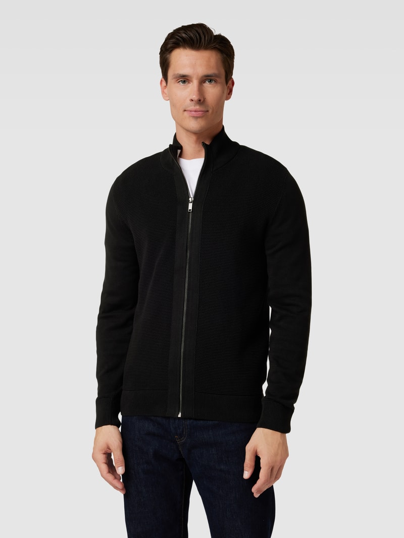 Strickjacke mit Stehkragen in schwarz