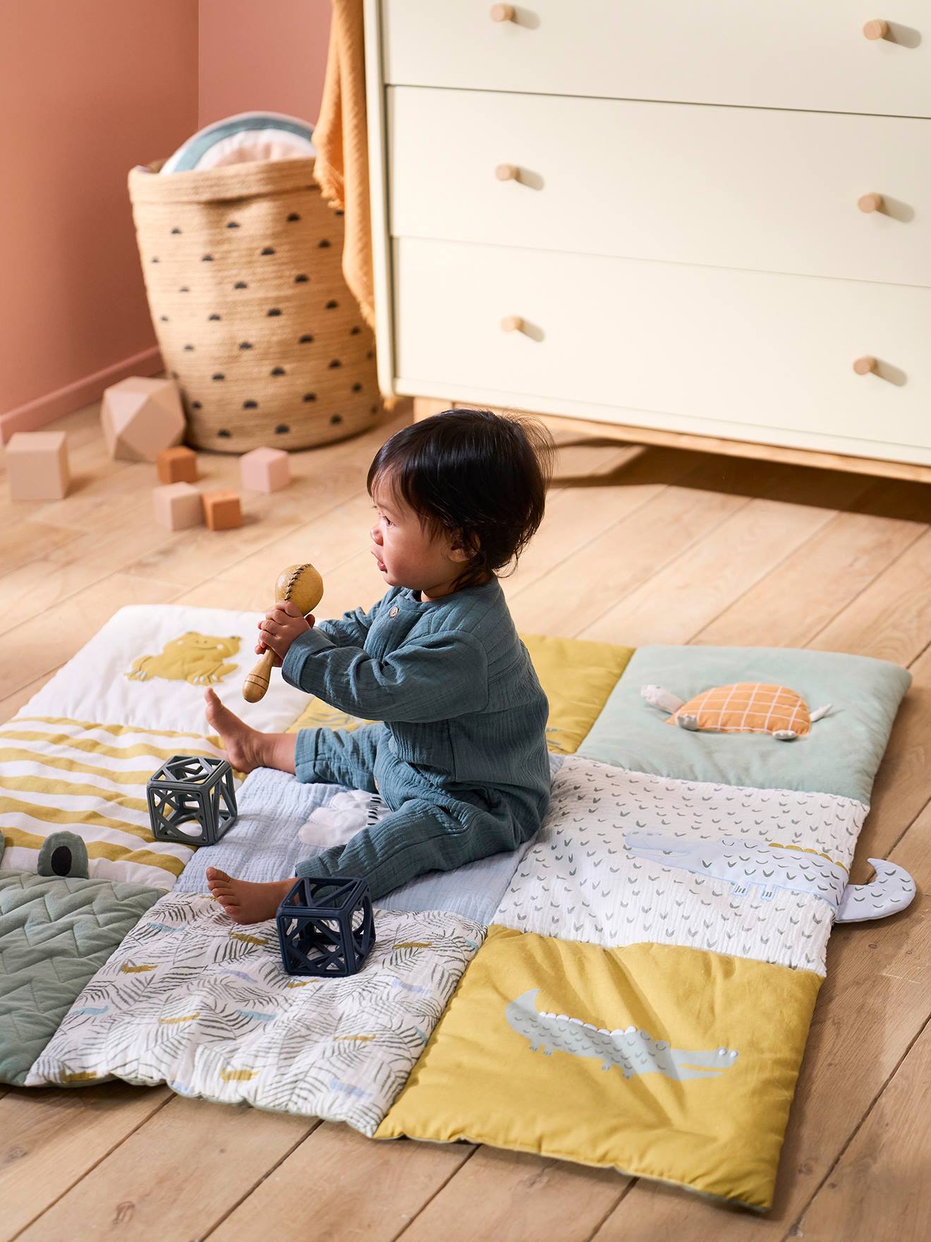 Vertbaudet Baby Spieldecke/ Laufstalleinlage TREK Oeko-Tex - mehrfarbig/krokodil