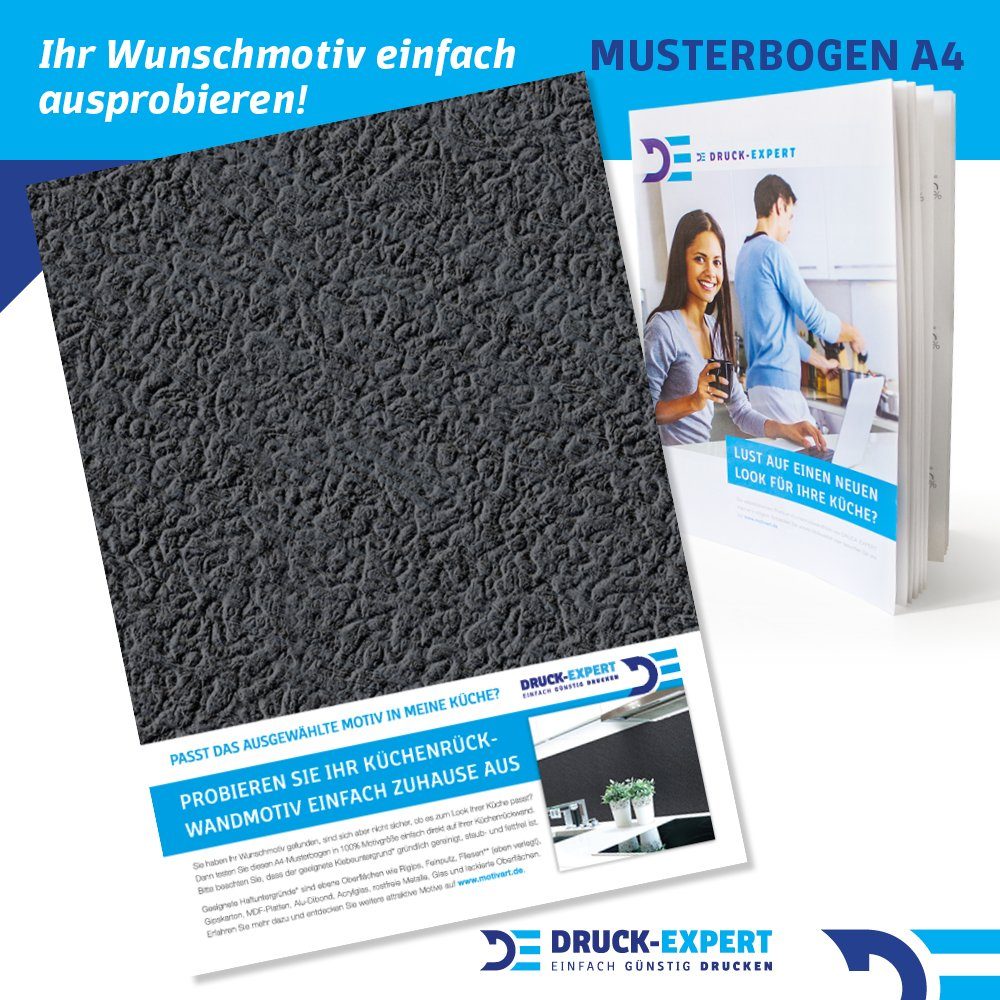 DRUCK-EXPERT Küchenrückwand Küchenrückwand Raufaser Anthrazit Premium Hart-PVC 0,4 mm selbstklebend