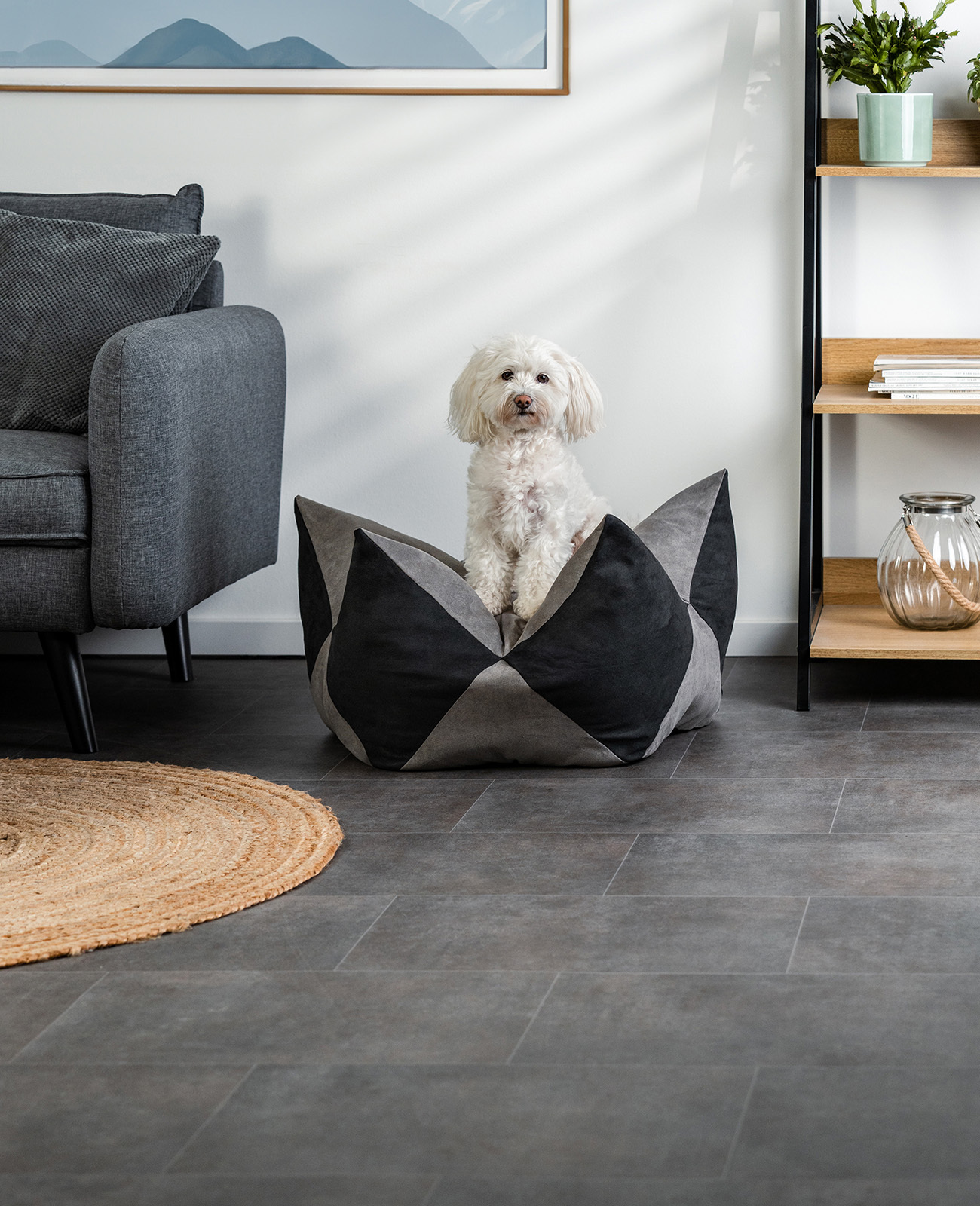 Lionto Hundebetten Lionto Hundebett - Kronenkissen grau/ schwarz M