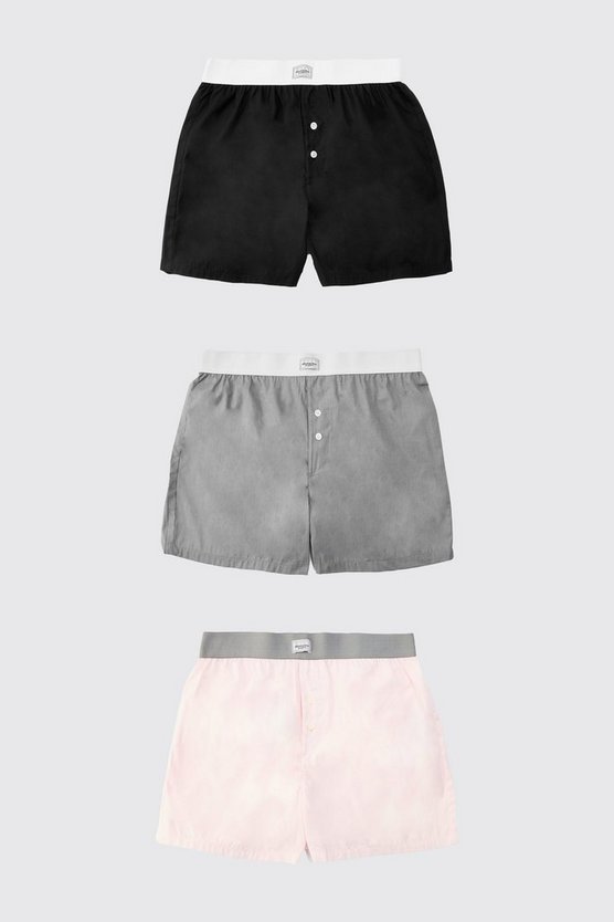 3 Pack Man Tab Woven Boxer Shorts