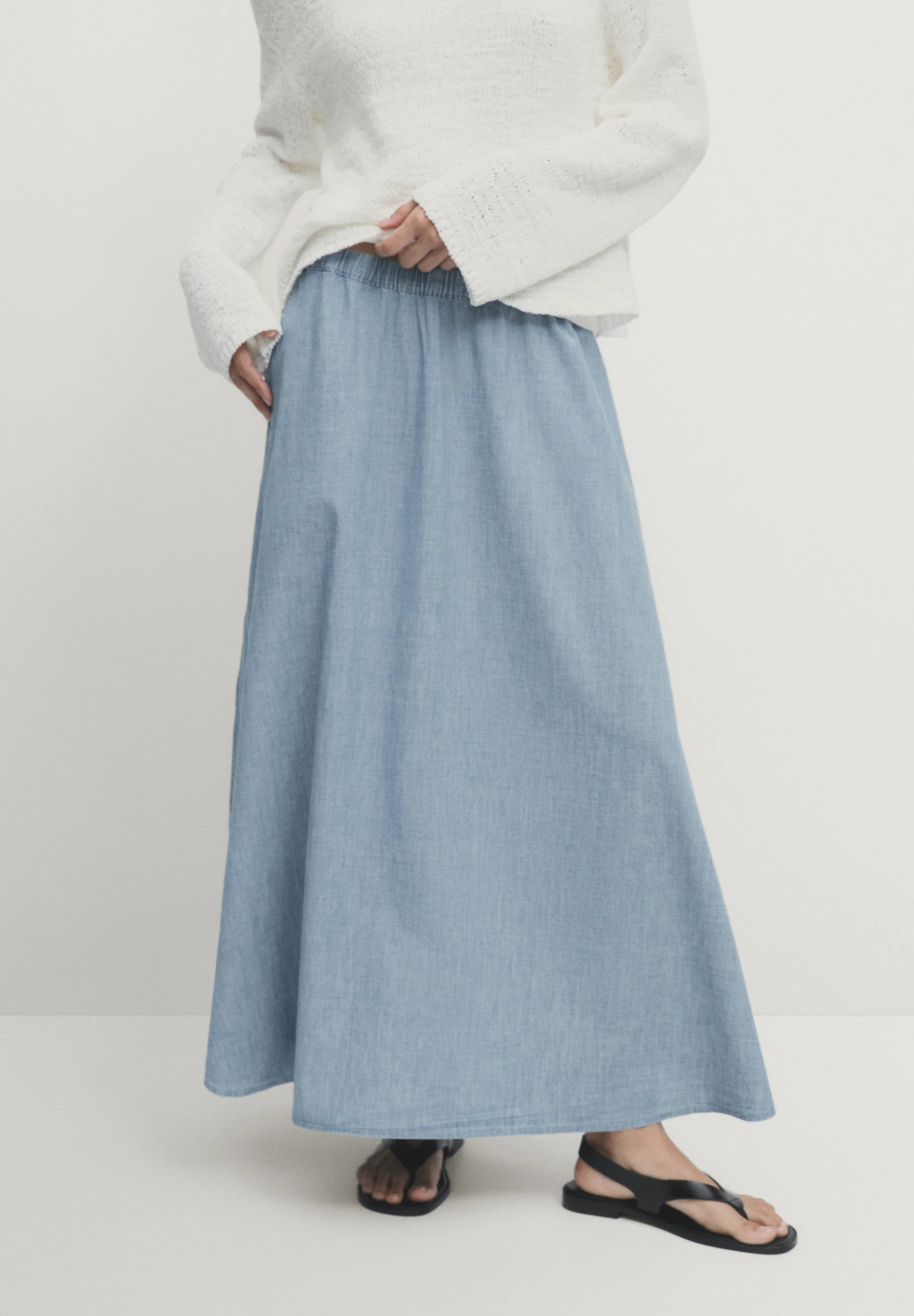 Massimo Dutti CON CINTURA ELÁSTICA - Falda acampanada