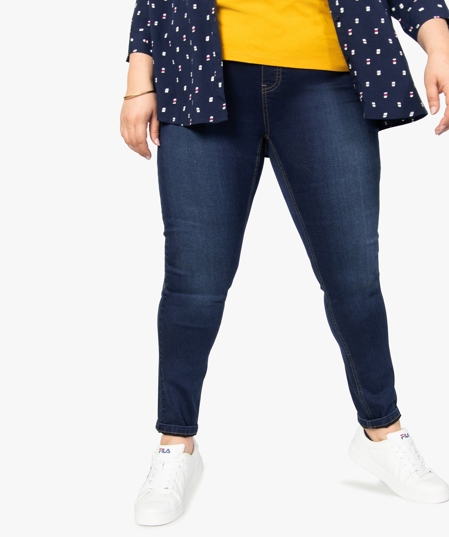 Jegging femme grande taille en coton stretch brut | GEMO