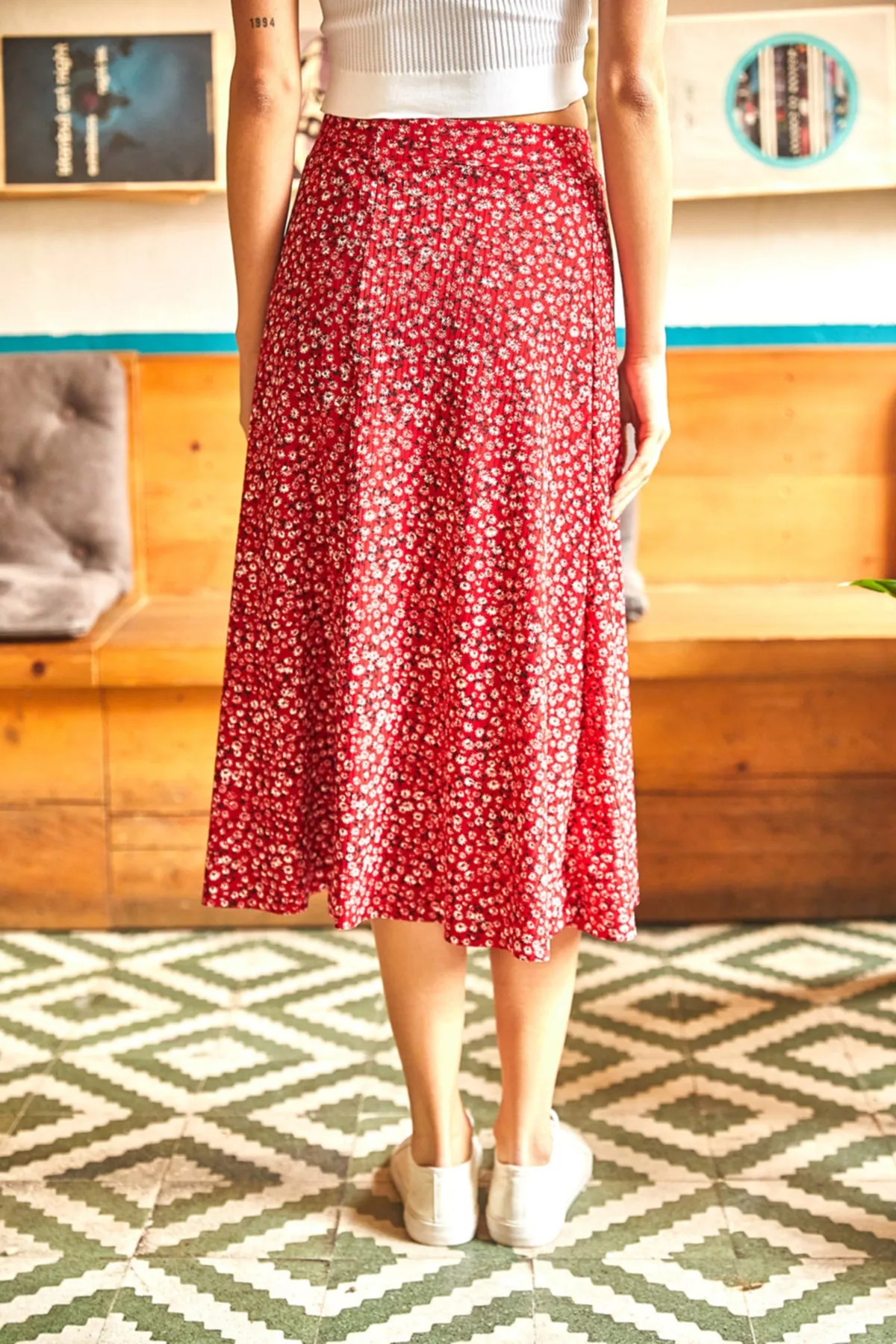 Olalook  Roter Wickelrock Little Daisy für Damen ETK-19000154