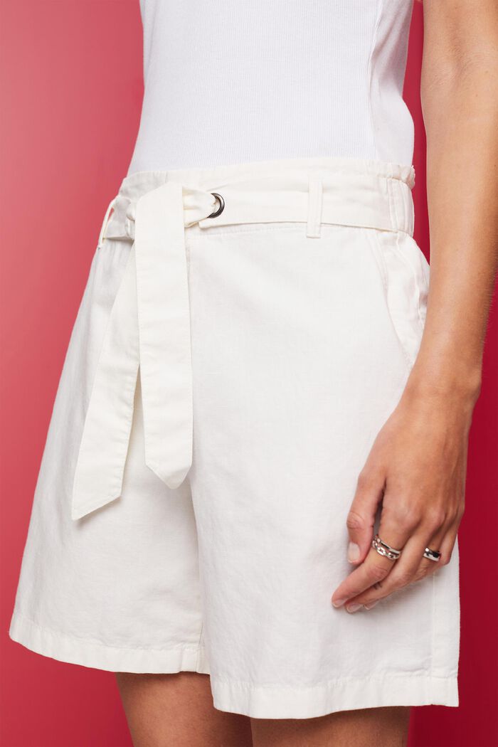 Shorts mit Bindegürtel, Baumwoll-Leinenmix
