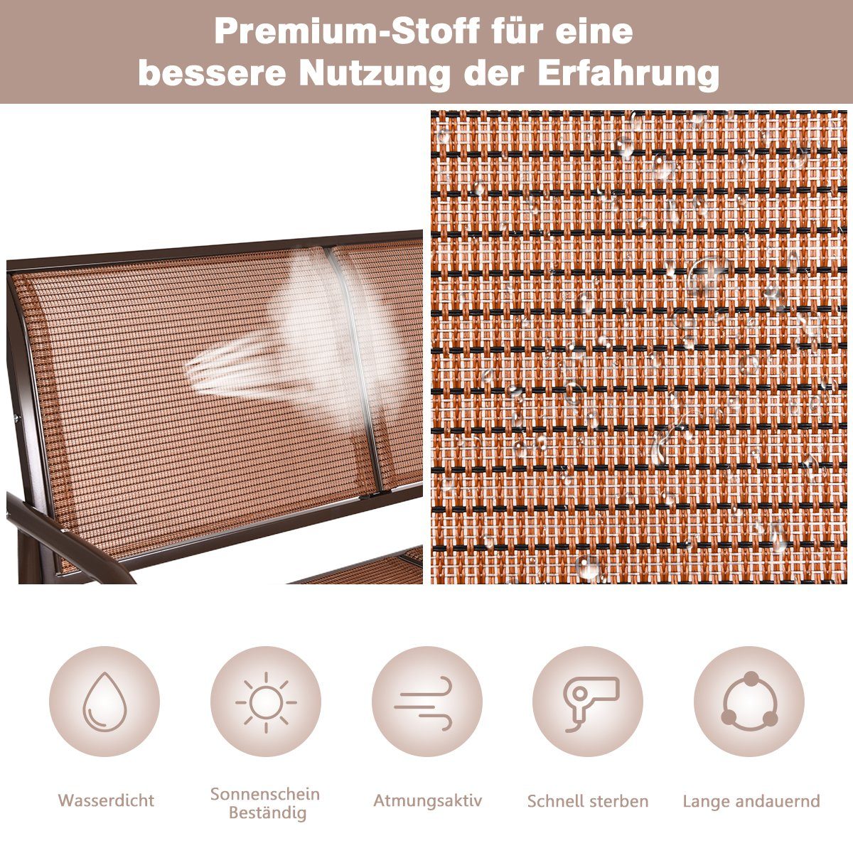 COSTWAY Schaukelstuhl, bis 180kg, 123x71x87cm, für Outdoor