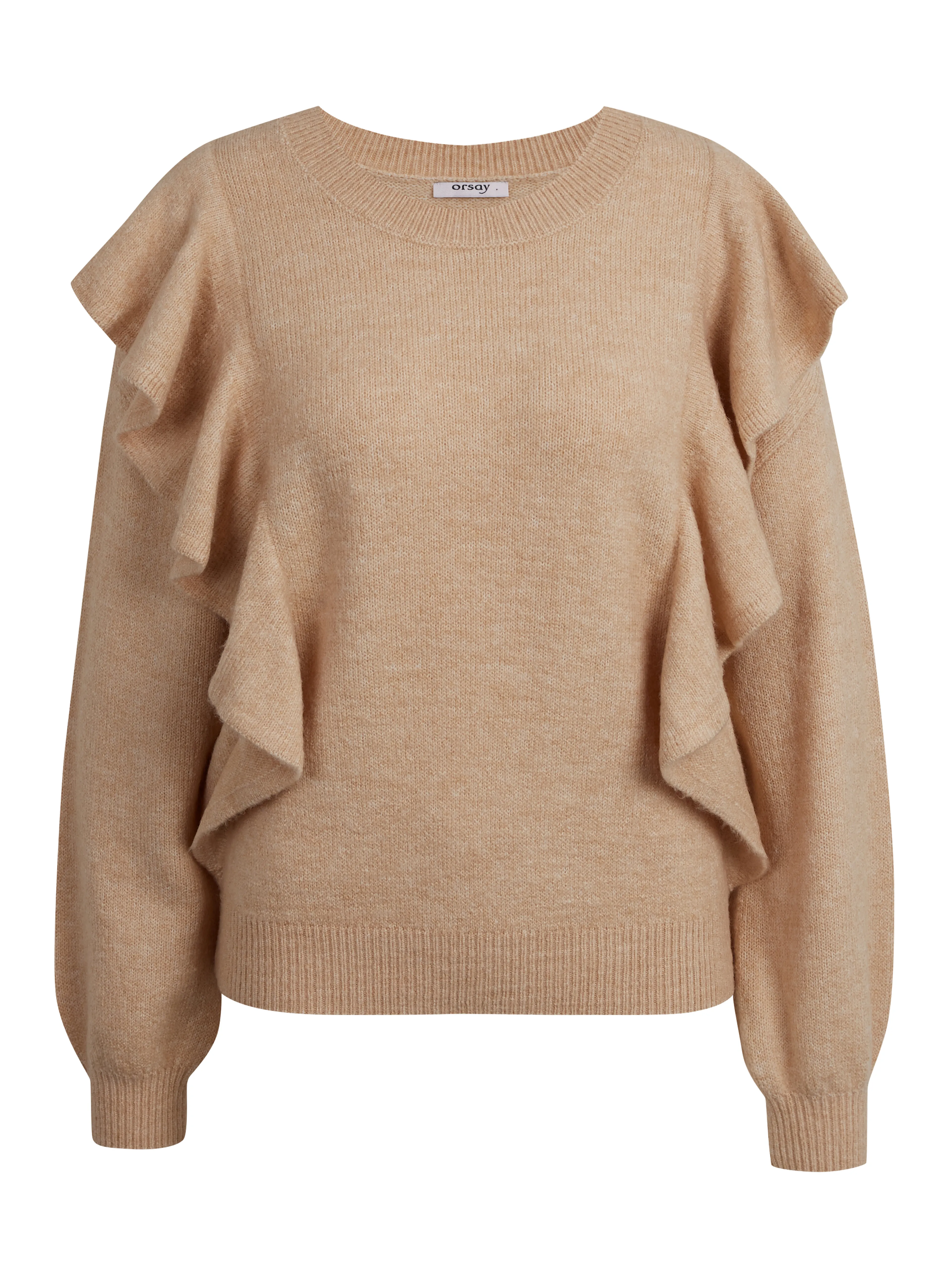 Beigefarbener Damen-Rüschen-Pullover ORSAY