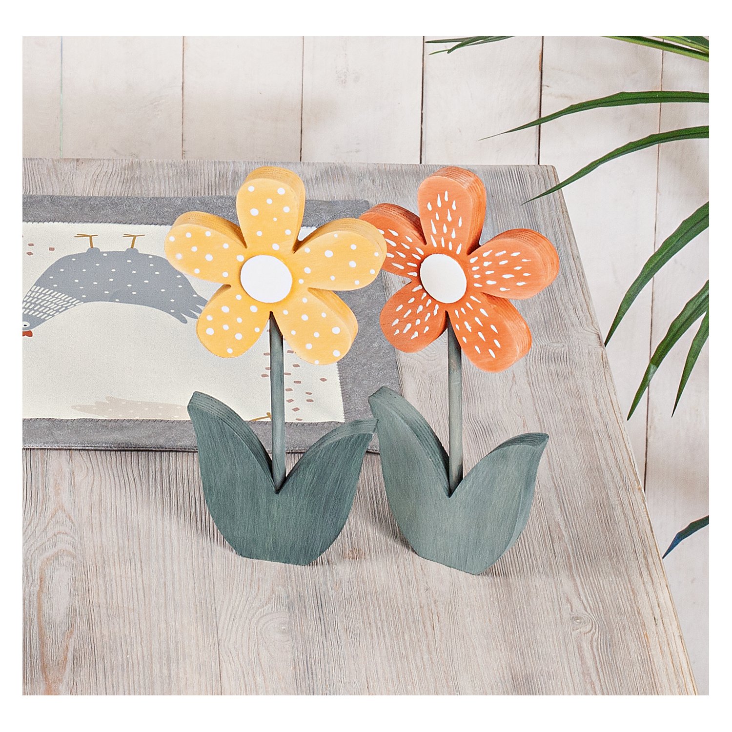 Blumen aus Holz, 25 x 13 cm, 2 Stück