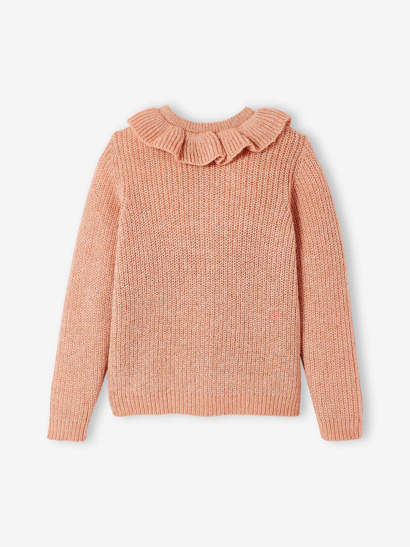 Gilet à collerette en maille mousseuse fille rose