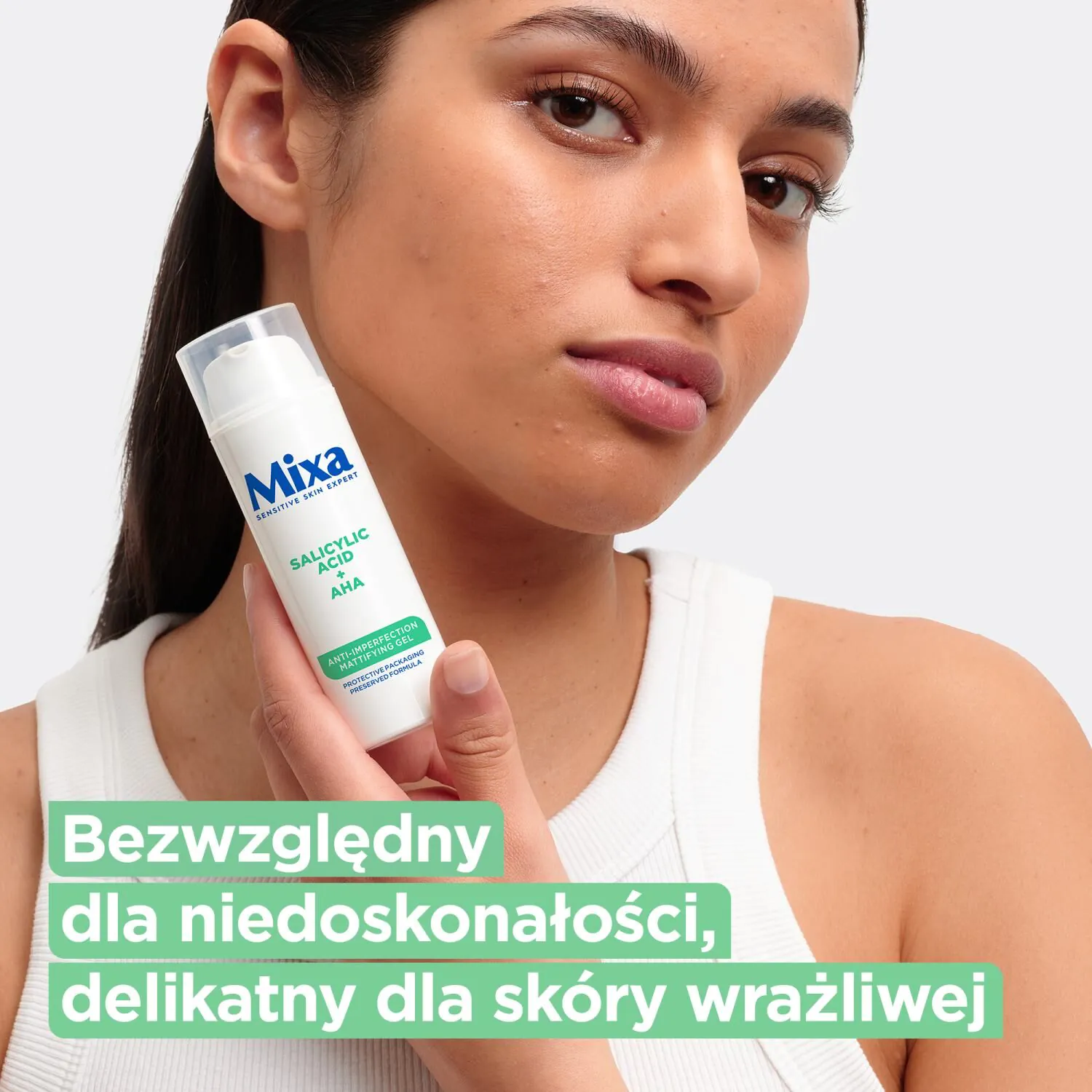 Mixa matinį poveikį turintis veido gelis nuo odos defektų su salicilo rūgštimi ir AHA rūgštimis