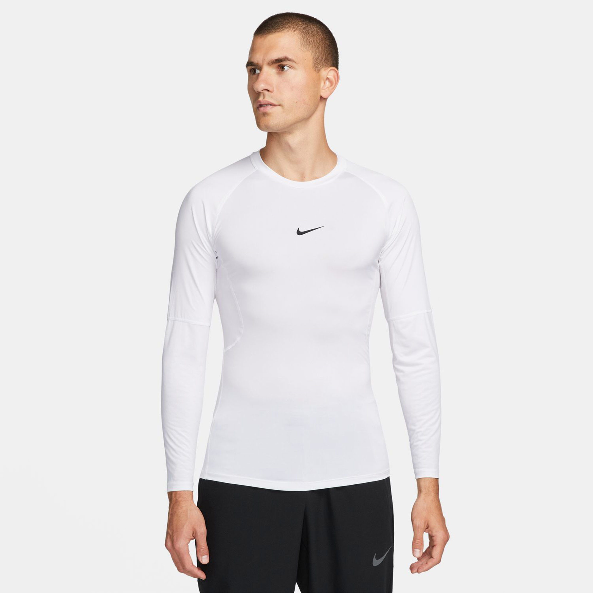Dri-Fit Pro Tight Fitness Longsleeve Herren - Weiß, Schwarz
