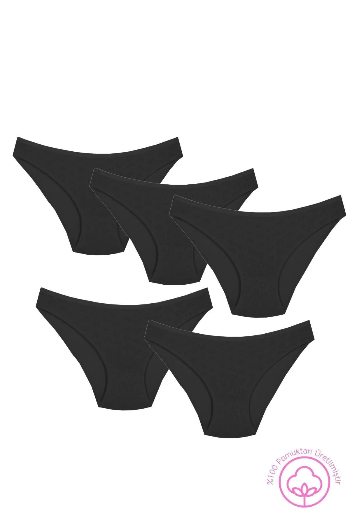 Newlilla  1501 Heart 100% Baumwolle 5-teiliges Damen-Bikini-Höschen-Set 1501-v2