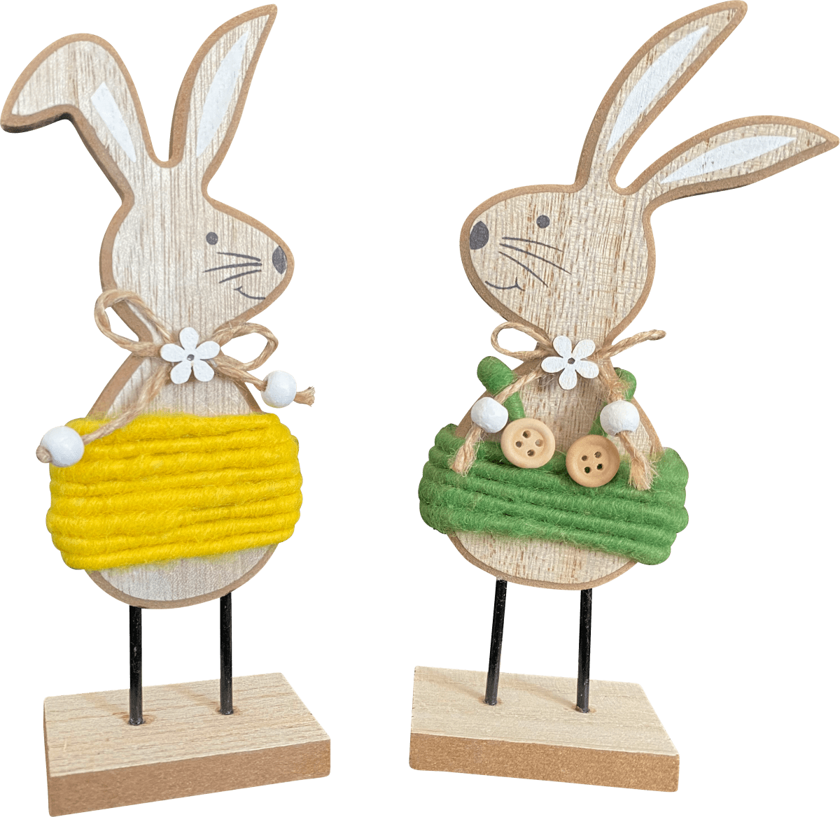 Holzaufsteller, Hase mit Stoffkordel, bunt, 1 St