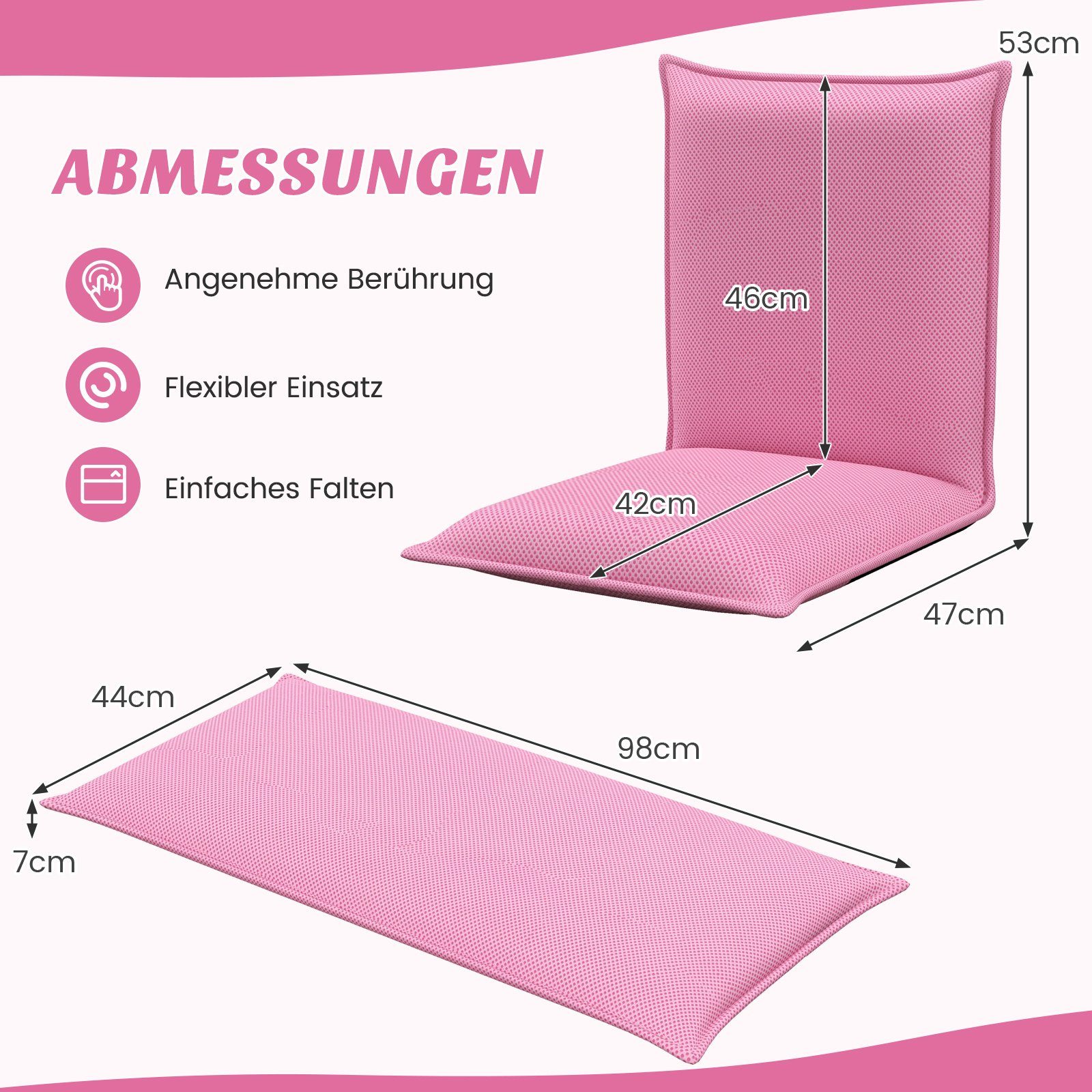 COSTWAY Relaxsessel Bodenstuhl, mit 6-stufig Verstellbarer Rückenlehne