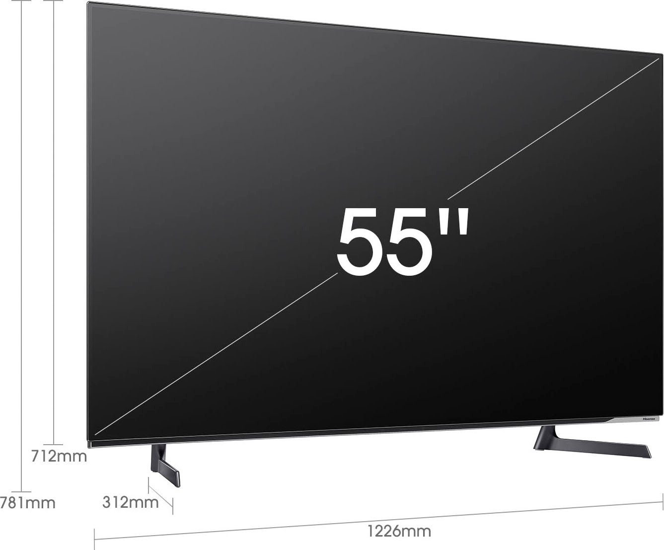 Hisense 55A8G OLED-Fernseher (139 cm/55 Zoll, 4K Ultra HD, Smart-TV, Dolby Vision IQ, Dolby Atmos, USB Recording, Sprachassistenten)