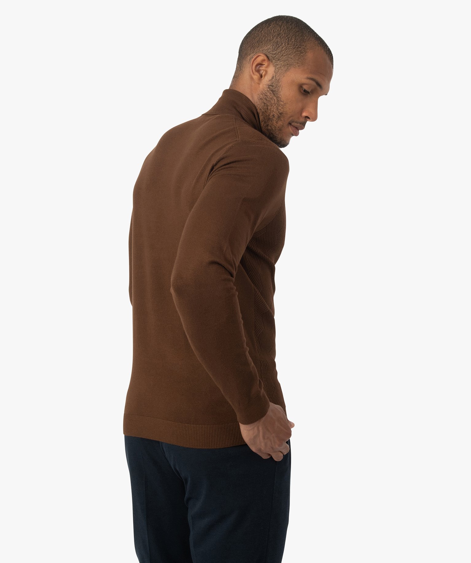 Pull homme en maille fantaisie à col roulé | GEMO