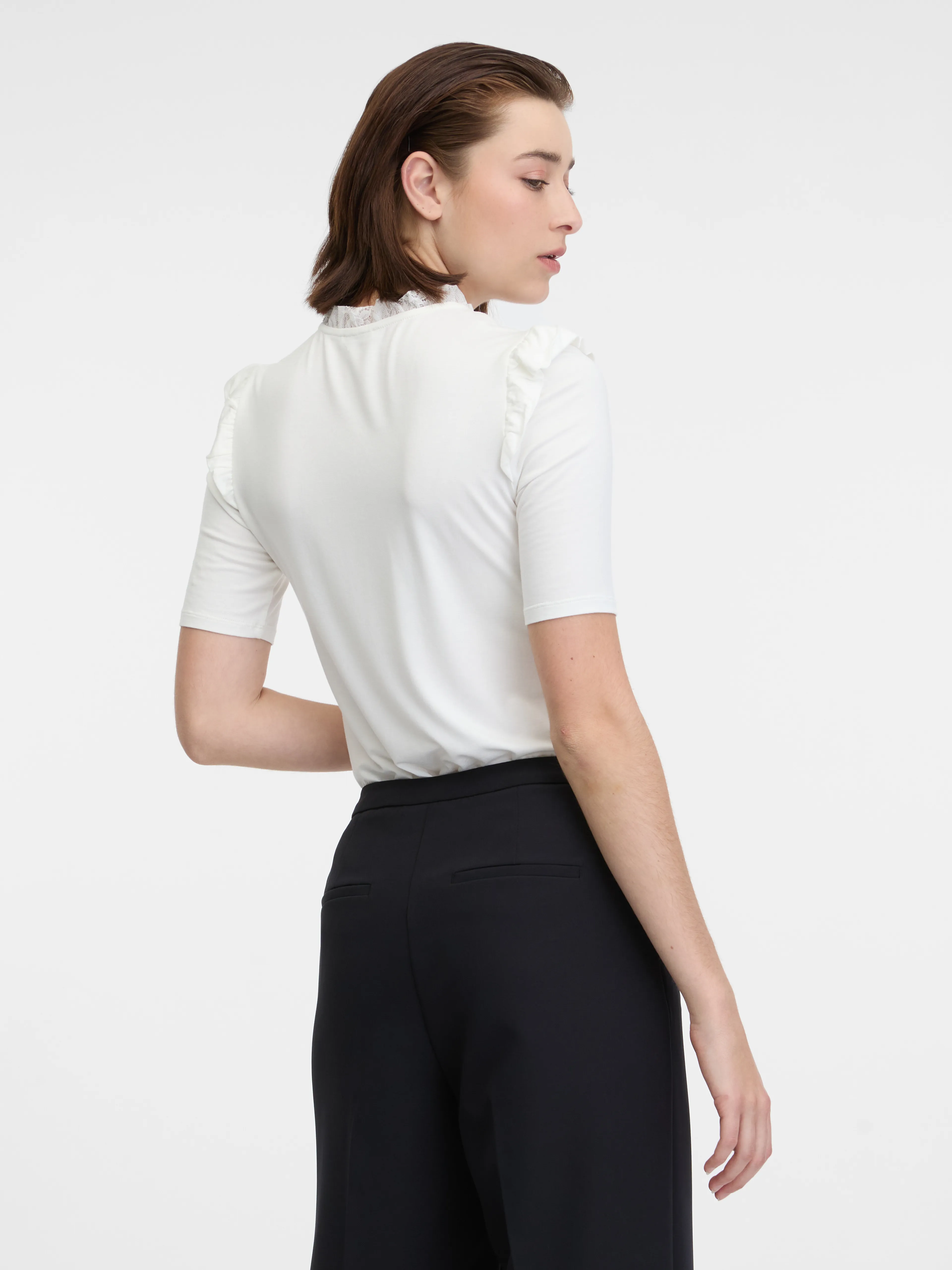 Weißes Damen-T-Shirt mit Spitze ORSAY