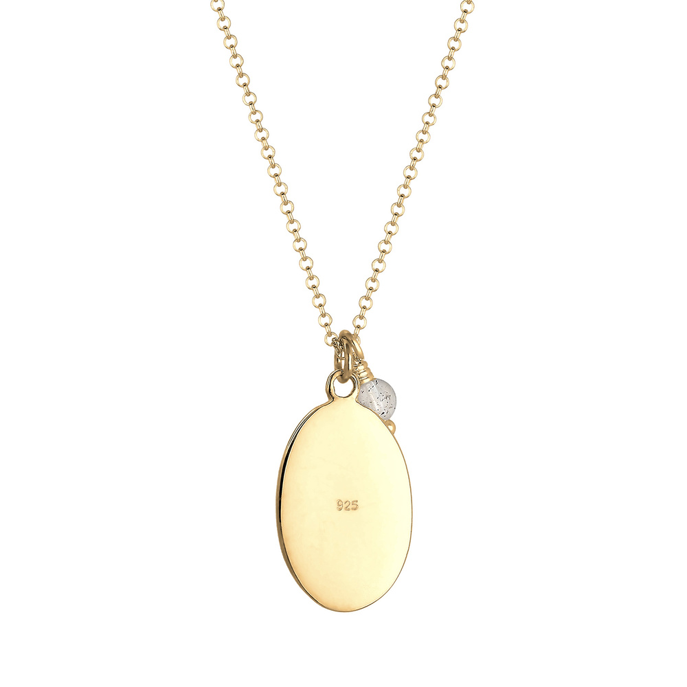 Elli Elli Collier Femme Pendentif d'Image Mariale Femme Uni avec Boule de Labradorite  collier