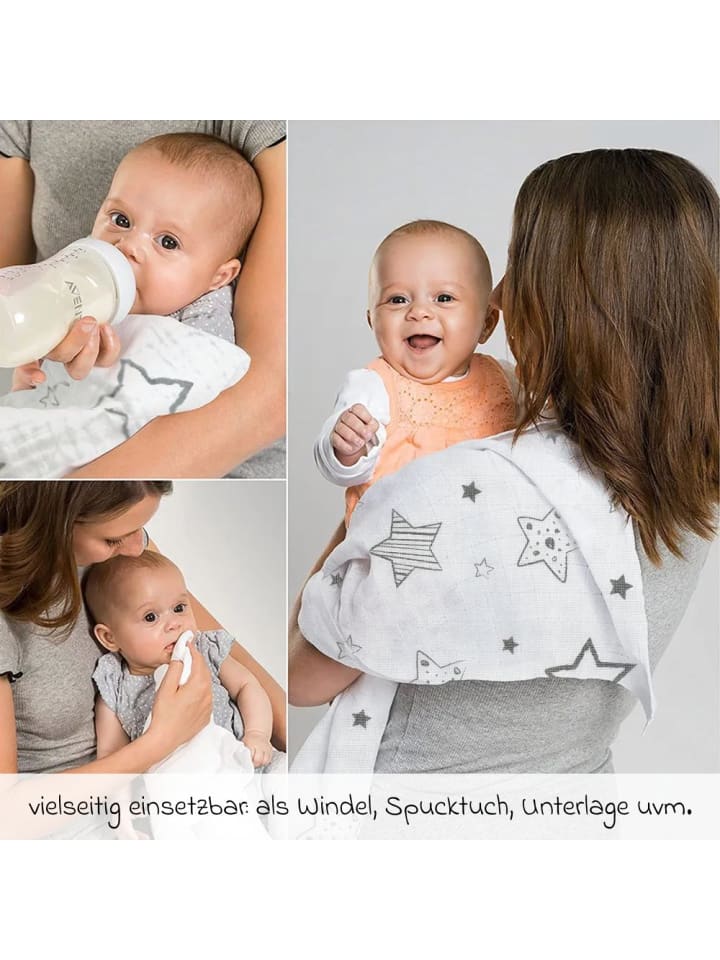Makian Mullwindel / Mulltuch 4er Pack 70 x 70 cm - Sterne günstig kaufen onesize