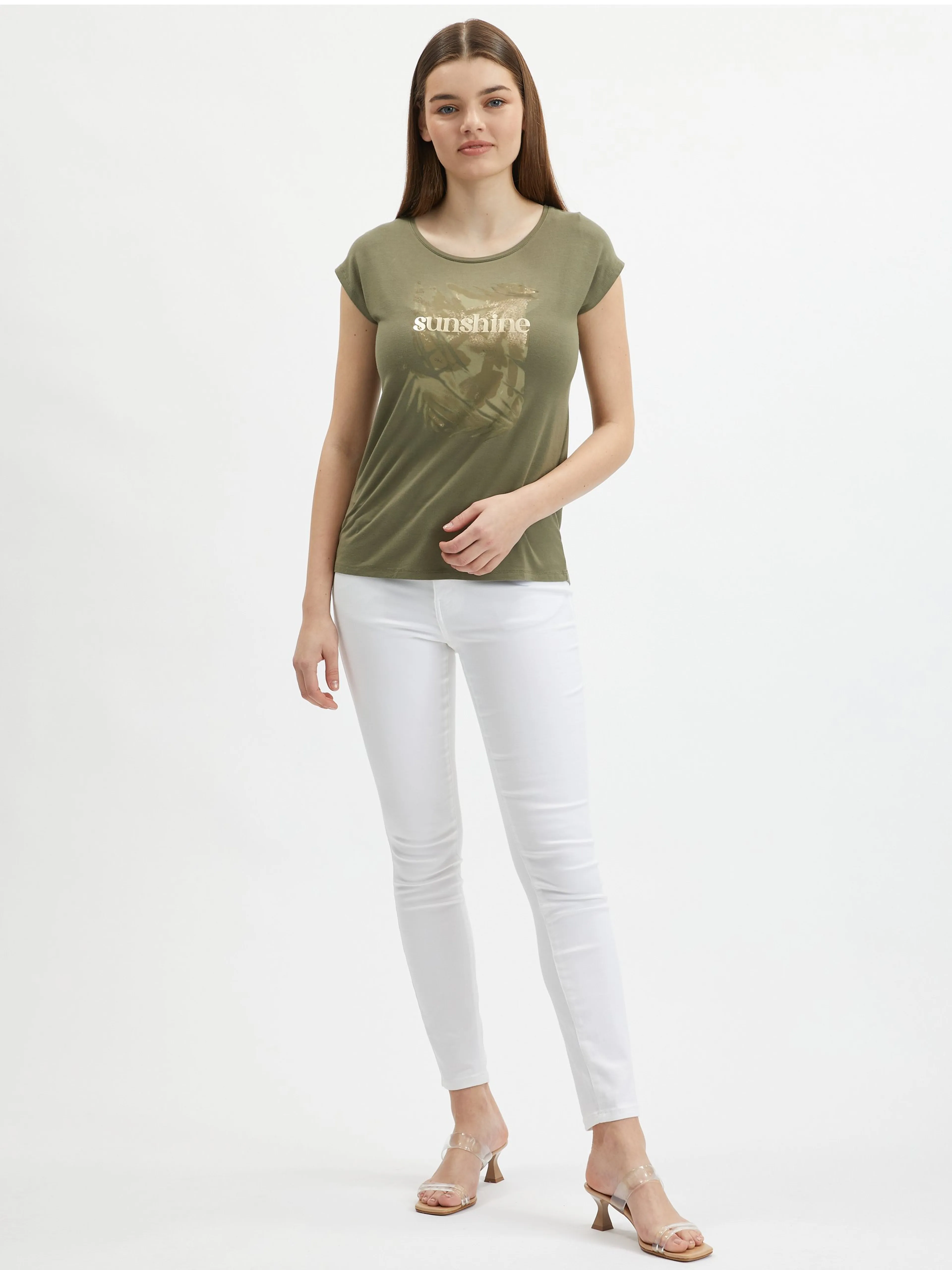 Khakifarbenes Damen-Basic-Shirt ORSAY