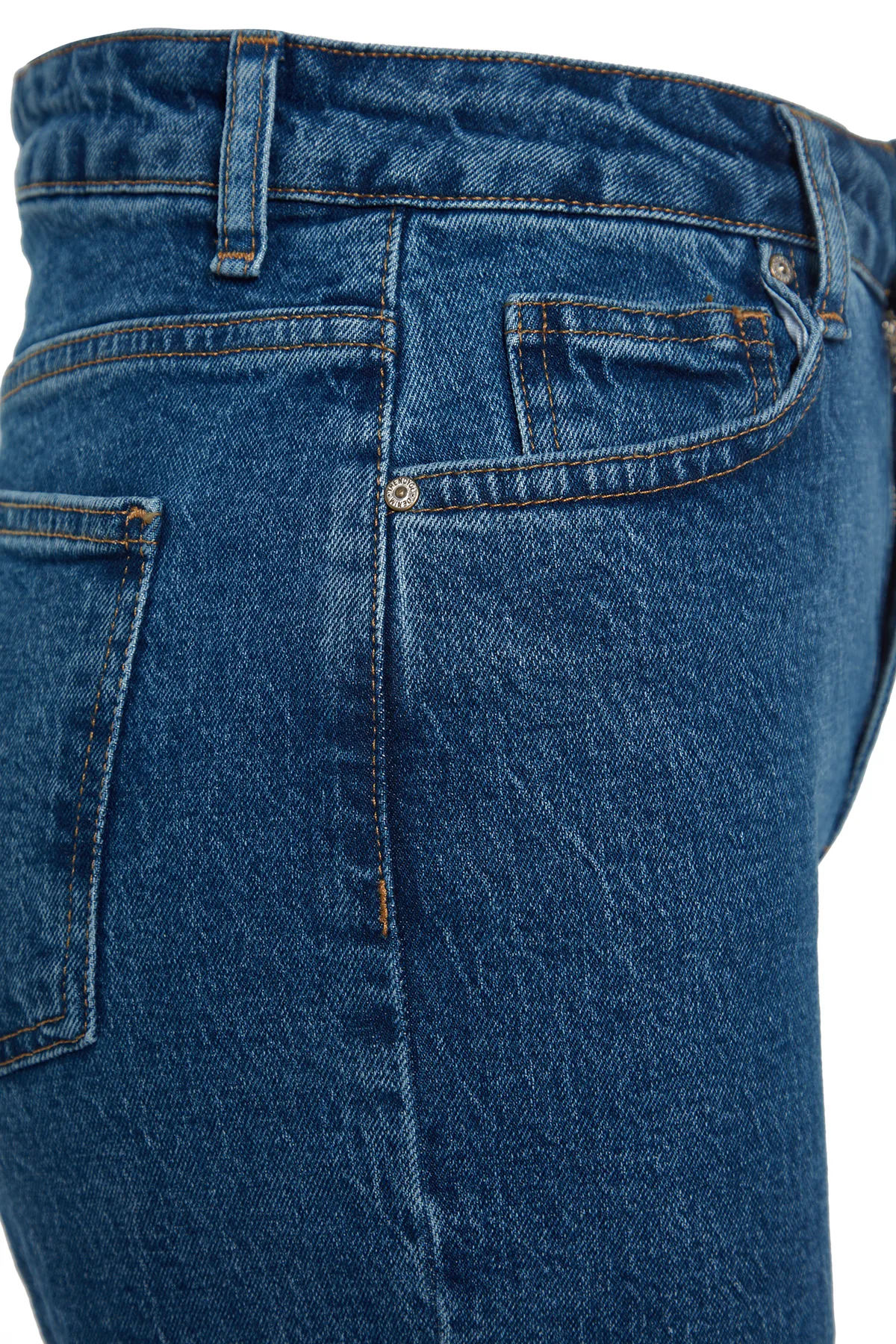 Trendyol Collection  Blaue bequeme Jeans mit hoher Taille und weitem Bein TWOAW24JE00069
