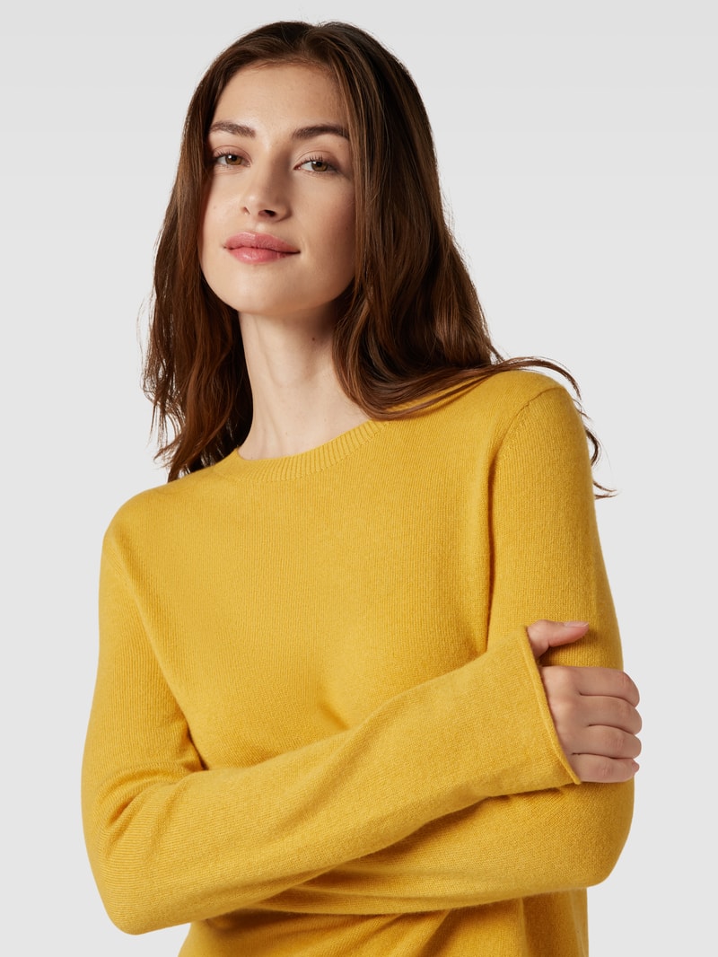 Strickpullover aus Kaschmir mit Label-Detail in senfgelb
